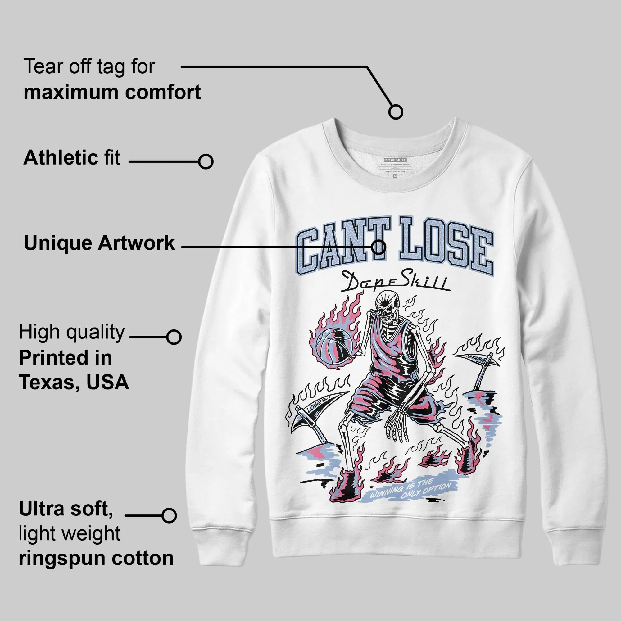 Denim Pink Glow 3s DopeSkill Sweatshirt Cant Lose Graphic sold by DopeSkill product image thumbnail 3