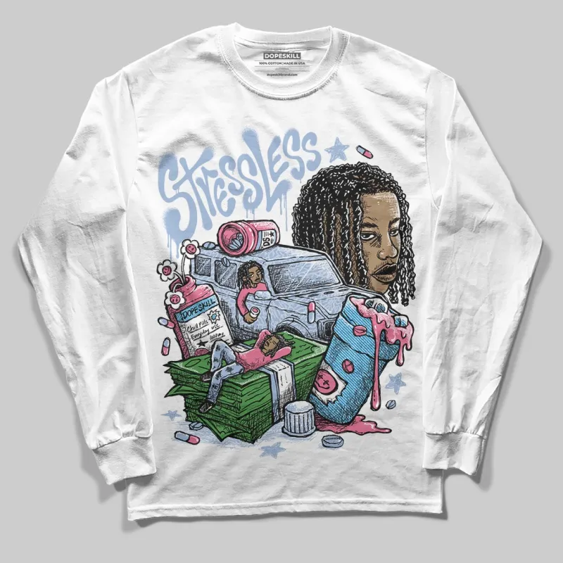 Denim Pink Glow 3s DopeSkill Long Sleeve T-Shirt Stressless Graphic sold by DopeSkill