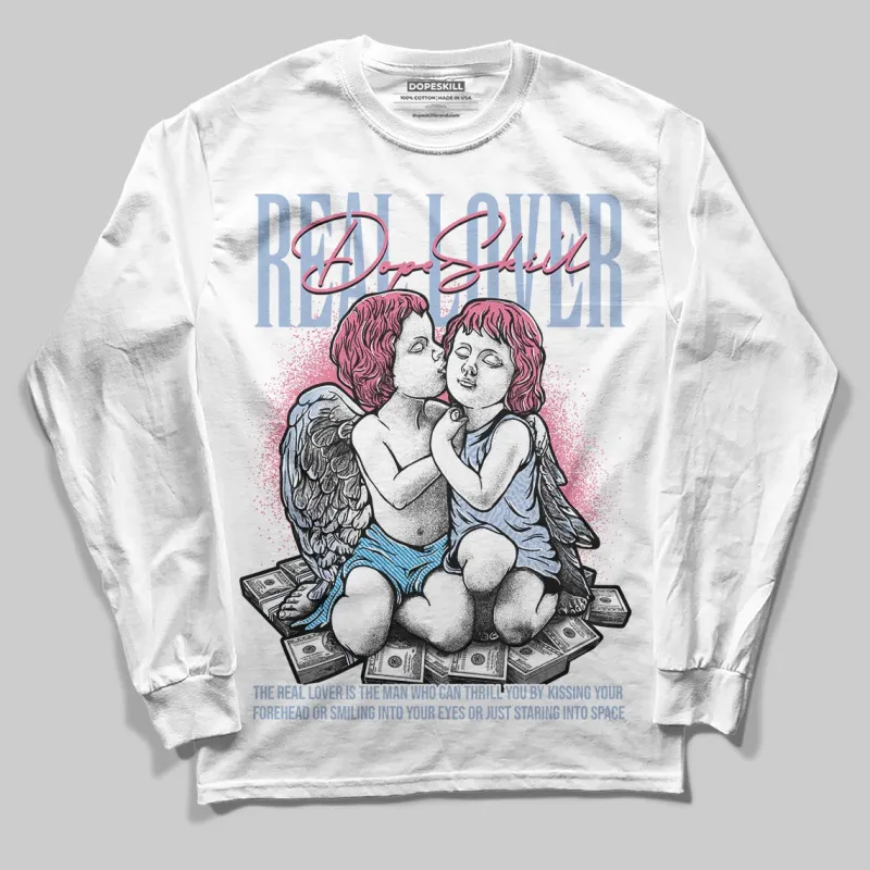 Denim Pink Glow 3s DopeSkill Long Sleeve T-Shirt Real Lover Graphic sold by DopeSkill