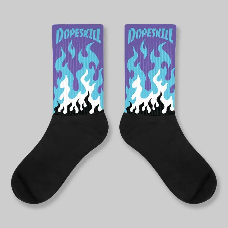 Aqua 8s DopeSkill Sublimated Sock FIRE Graphic sold by DopeSkill