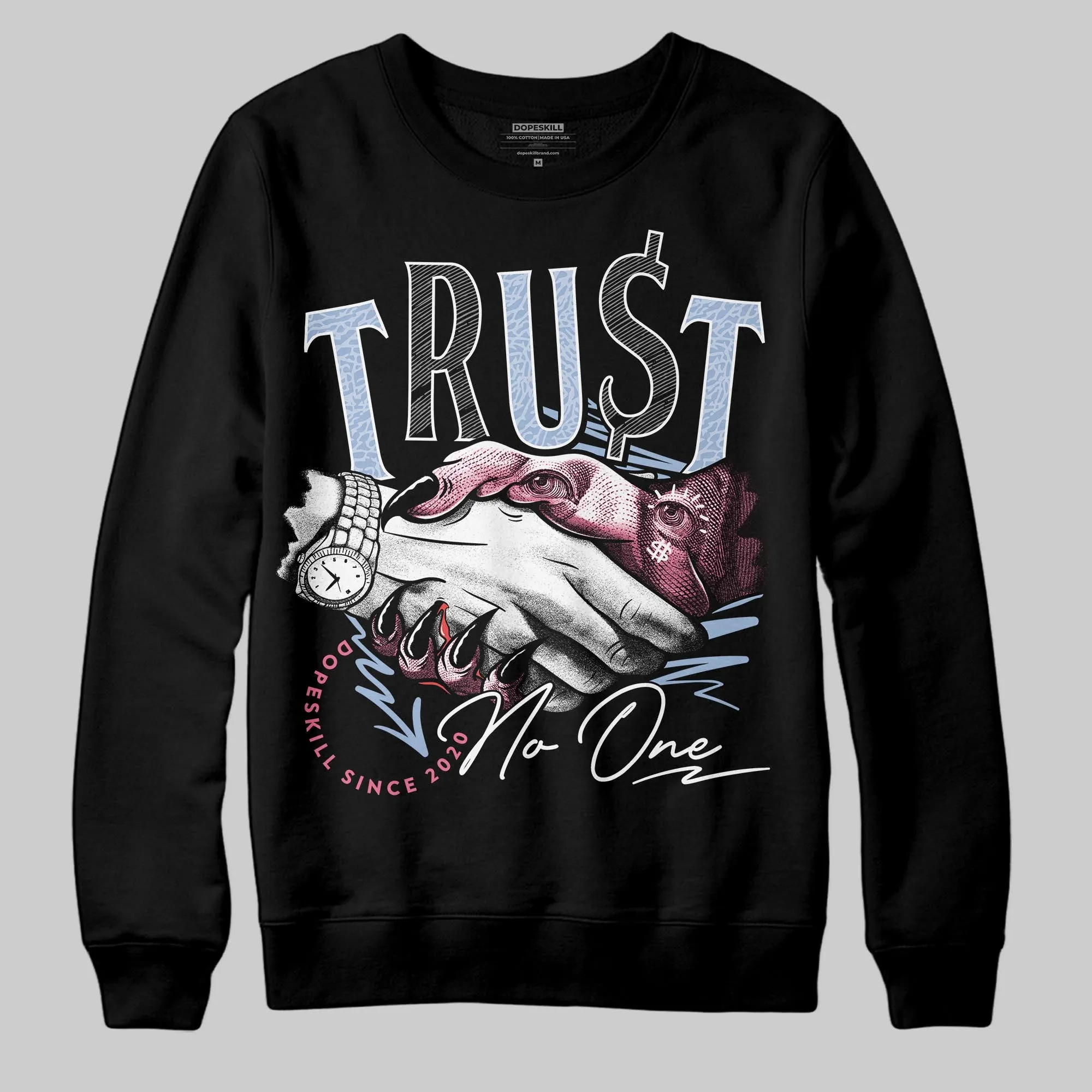 Cobalt Bliss 3s DopeSkill Sweatshirt Trust No One Graphic sold by DopeSkill product image thumbnail 2