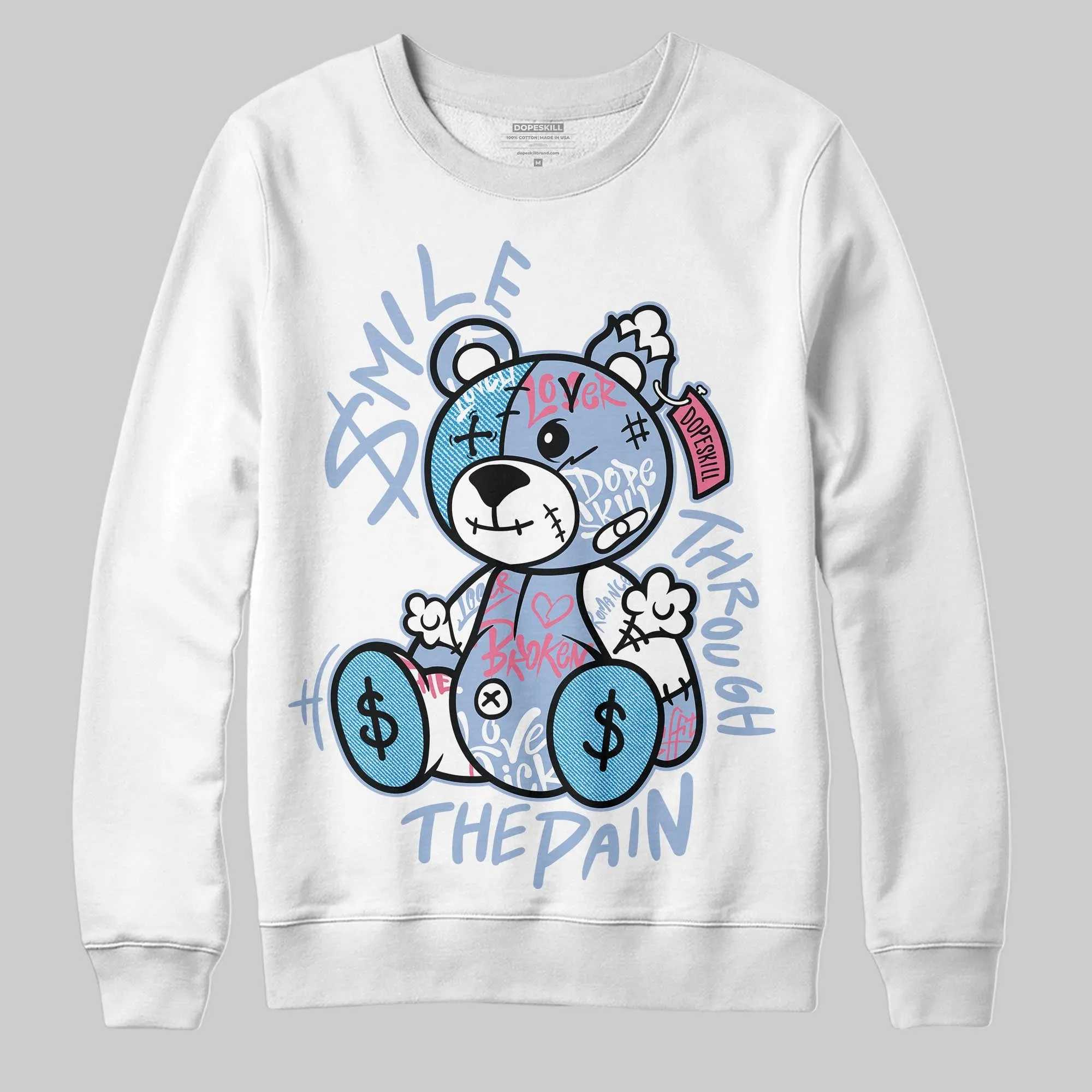Cobalt Bliss 3s DopeSkill Sweatshirt Smile Through The Pain Graphic sold by DopeSkill