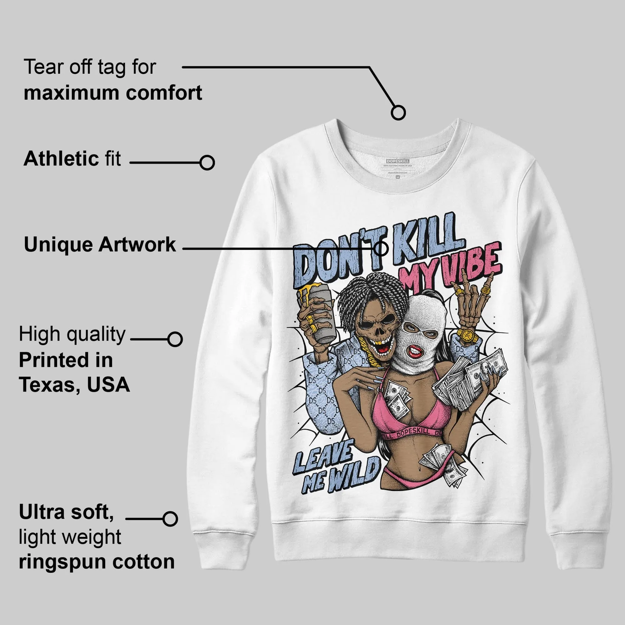Cobalt Bliss 3s DopeSkill Sweatshirt Don't Kill My Vibe Graphic sold by DopeSkill product image thumbnail 3