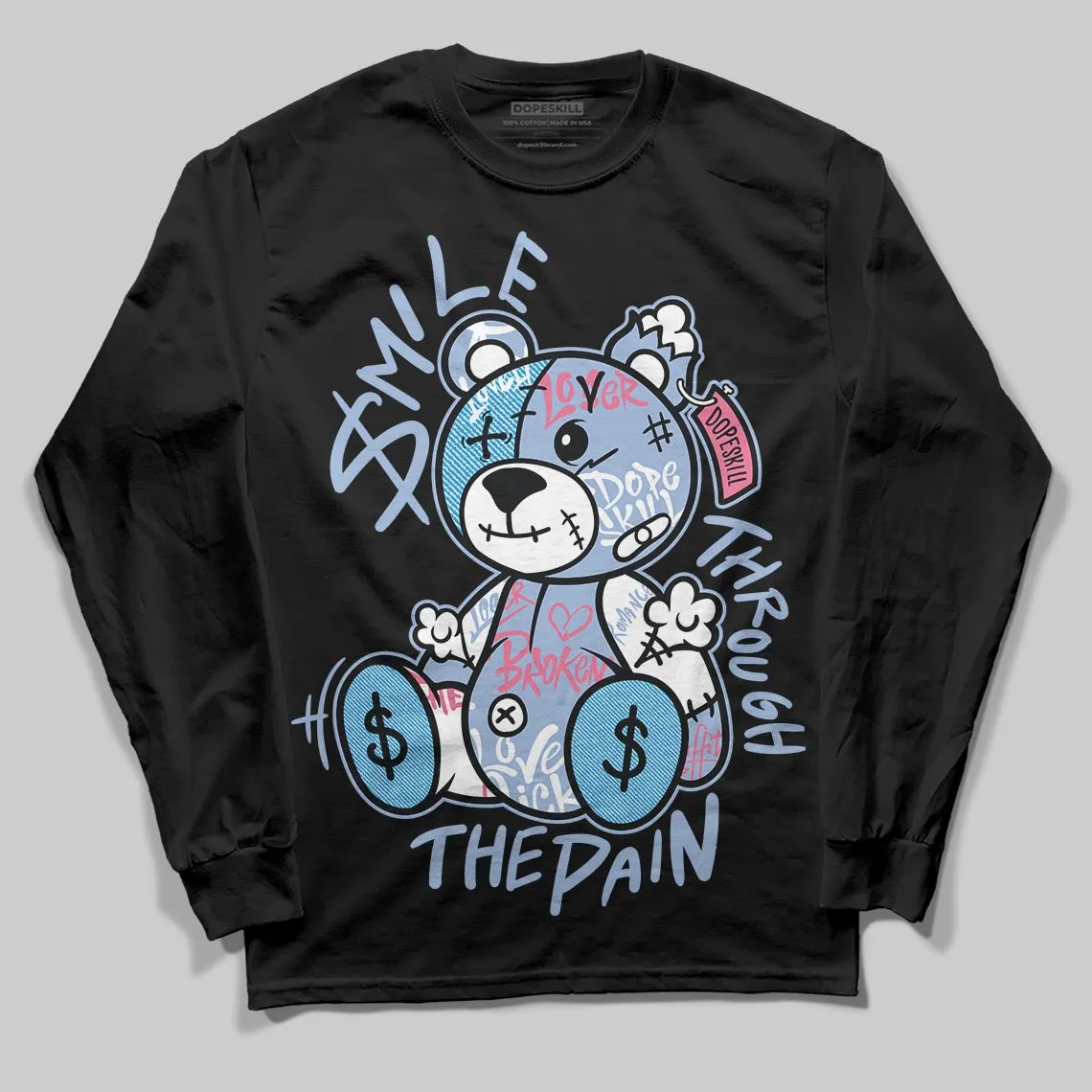 Cobalt Bliss 3s DopeSkill Long Sleeve T-Shirt Smile Through The Pain Graphic sold by DopeSkill product image thumbnail 2