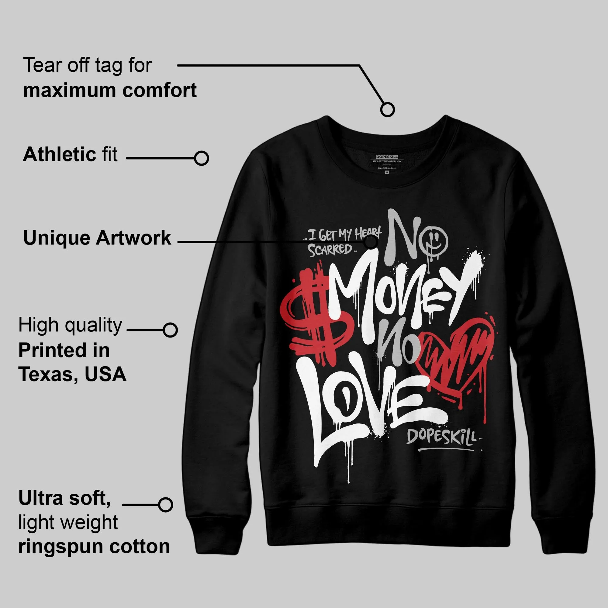 Steel 10s DopeSkill Sweatshirt No Money No Love Typo Graphic sold by DopeSkill product image thumbnail 3