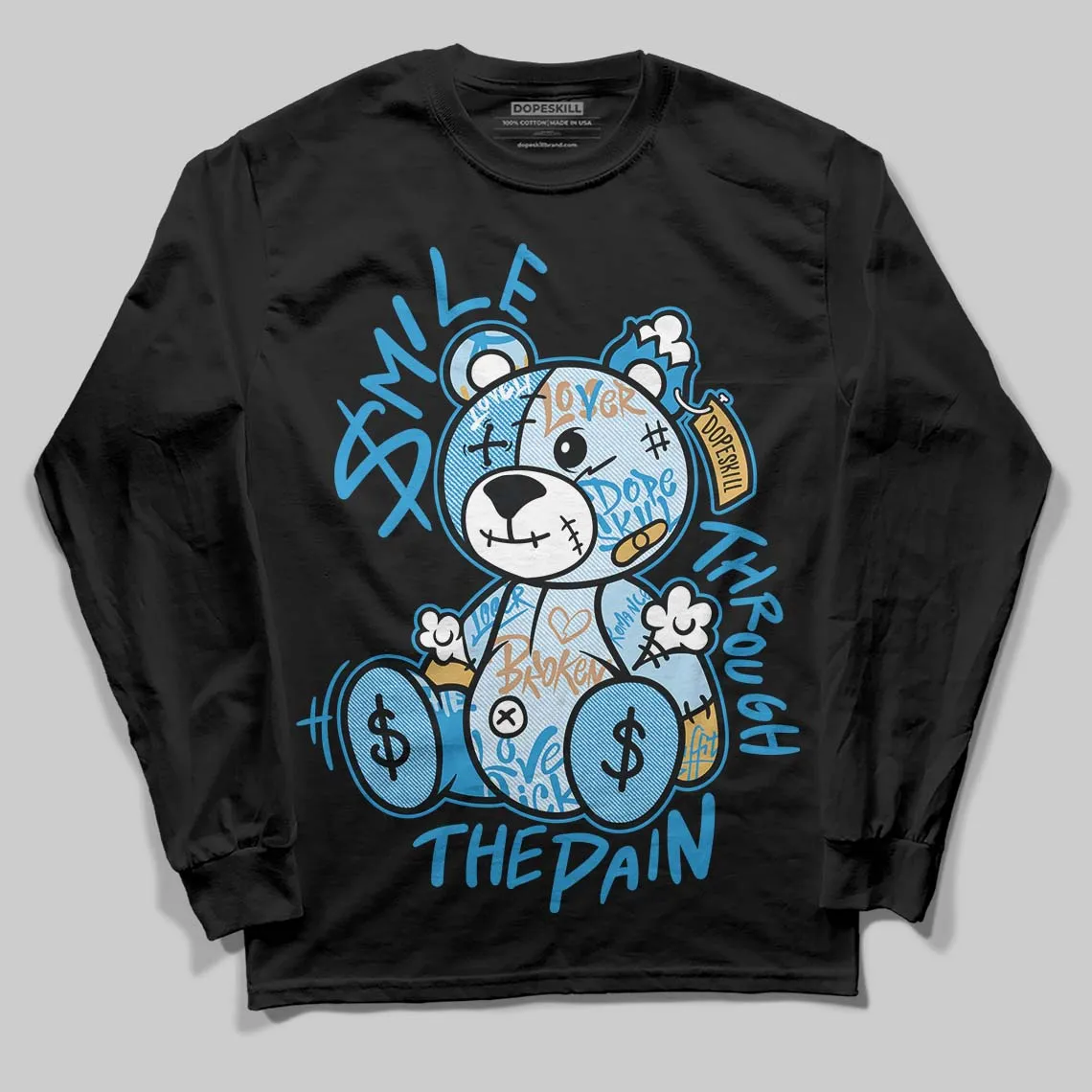 Denim 4s DopeSkill Long Sleeve T-Shirt Smile Through The Pain Graphic sold by DopeSkill product image thumbnail 2