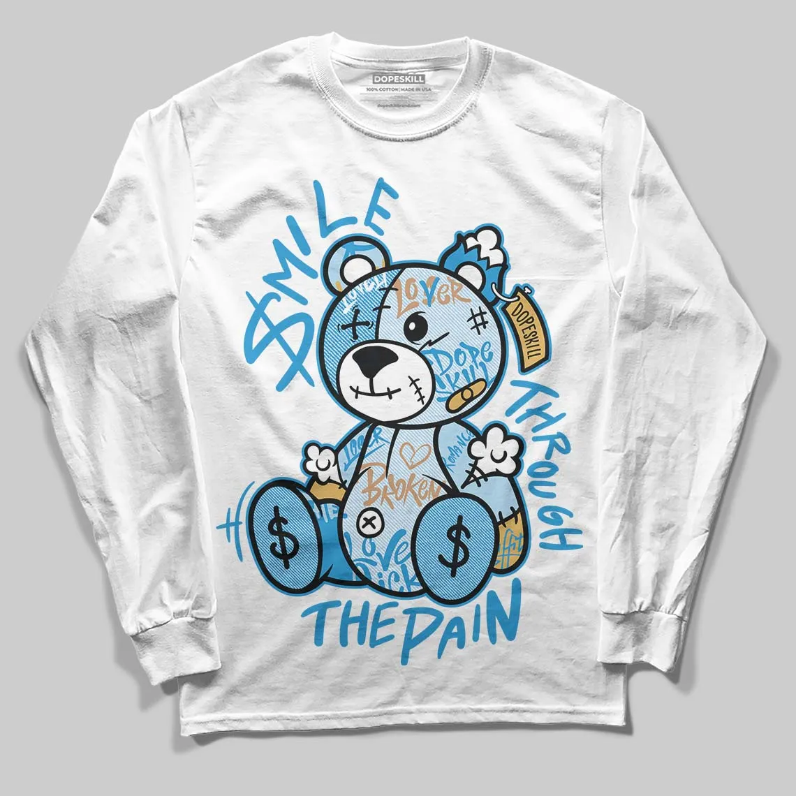 Denim 4s DopeSkill Long Sleeve T-Shirt Smile Through The Pain Graphic sold by DopeSkill
