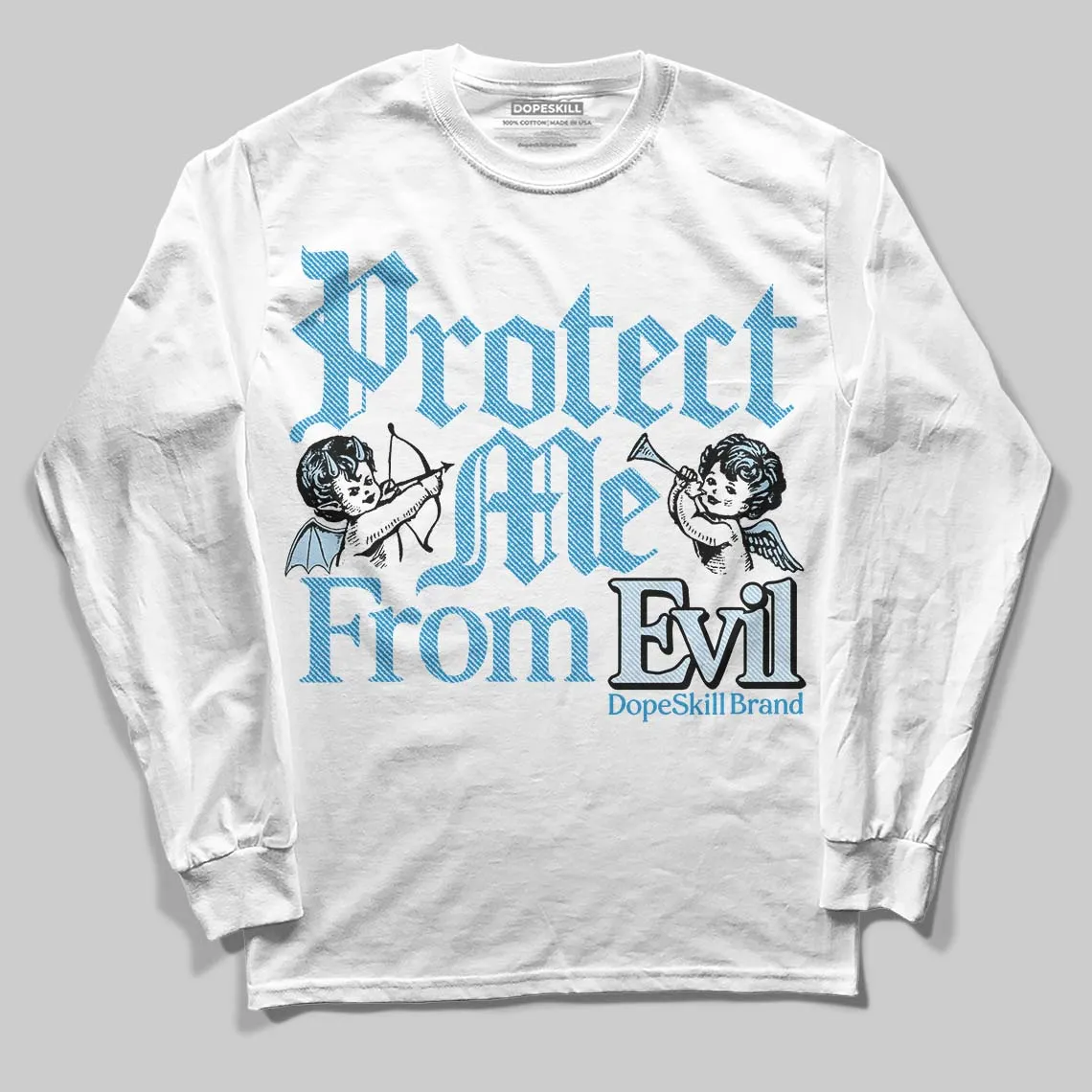 Denim 4s DopeSkill Long Sleeve T-Shirt Protect Me From Evil Graphic sold by DopeSkill