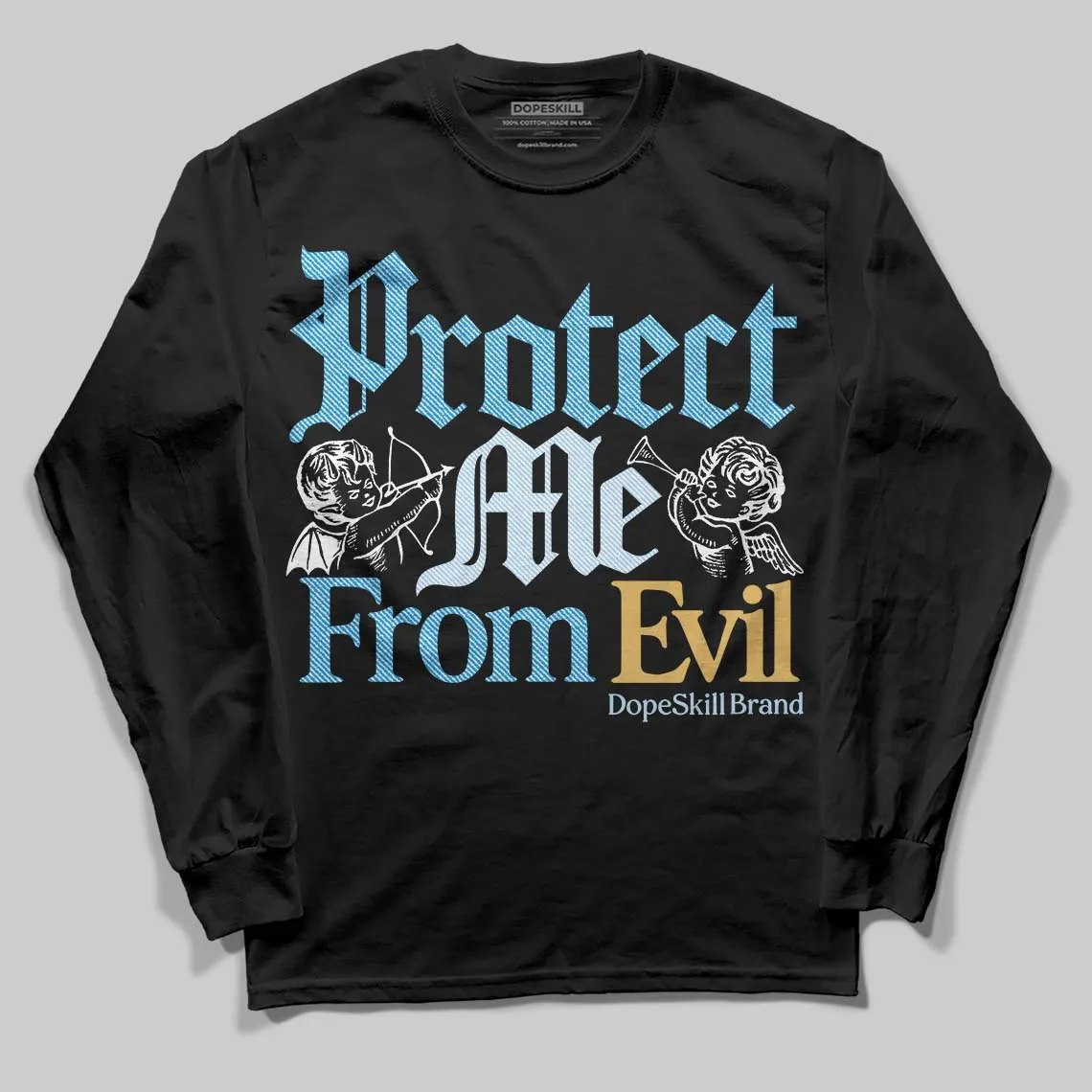 Denim 4s DopeSkill Long Sleeve T-Shirt Protect Me From Evil Graphic sold by DopeSkill product image thumbnail 2