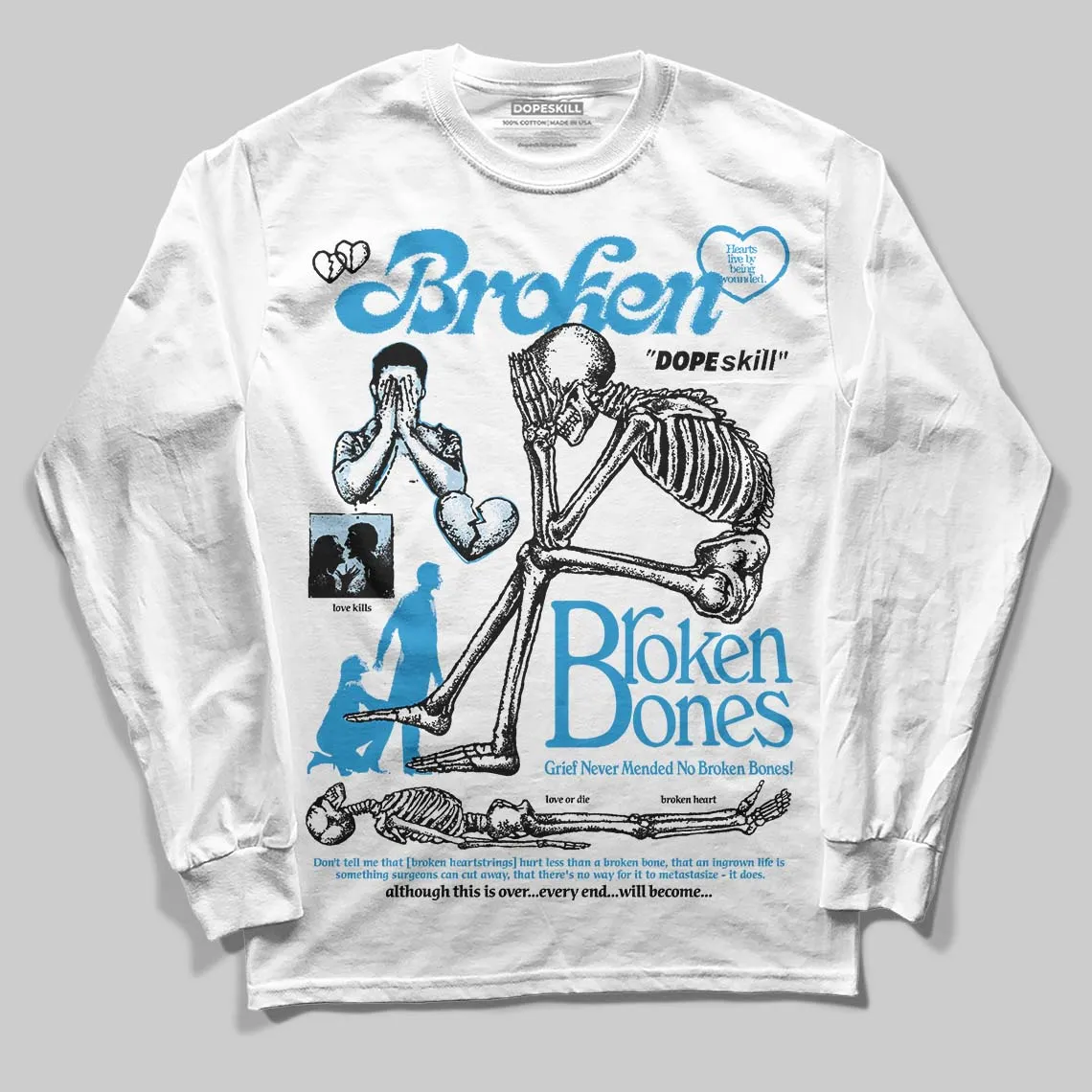 Denim 4s DopeSkill Long Sleeve T-Shirt Broken Bones Graphic sold by DopeSkill