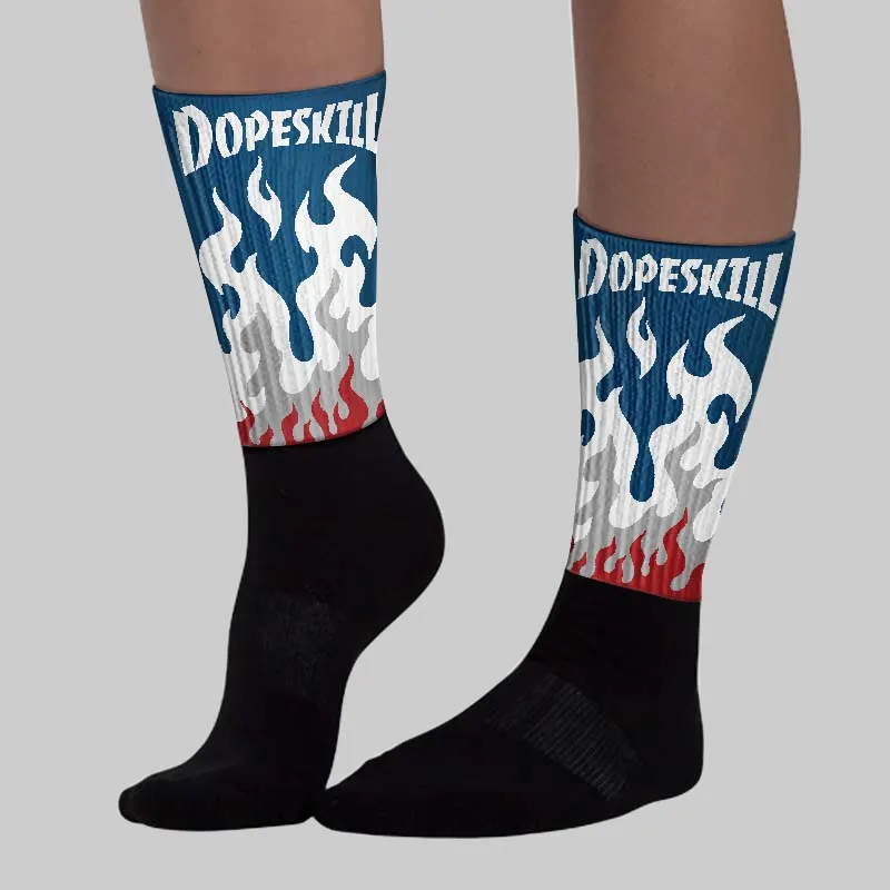 French Blue 12s DopeSkill Sublimated Sock FIRE Graphic sold by DopeSkill product image thumbnail 3