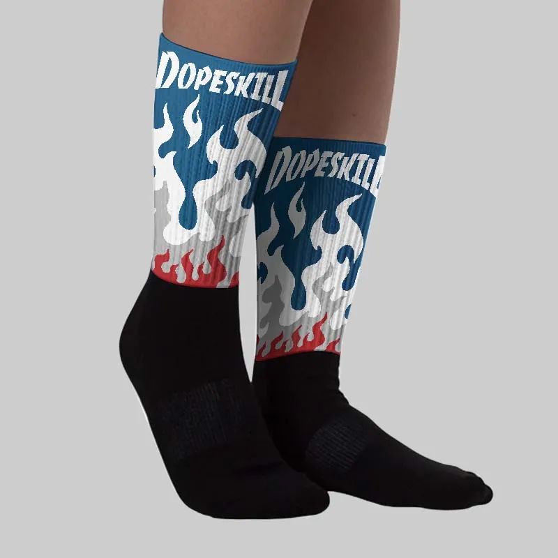 French Blue 12s DopeSkill Sublimated Sock FIRE Graphic sold by DopeSkill product image thumbnail 2