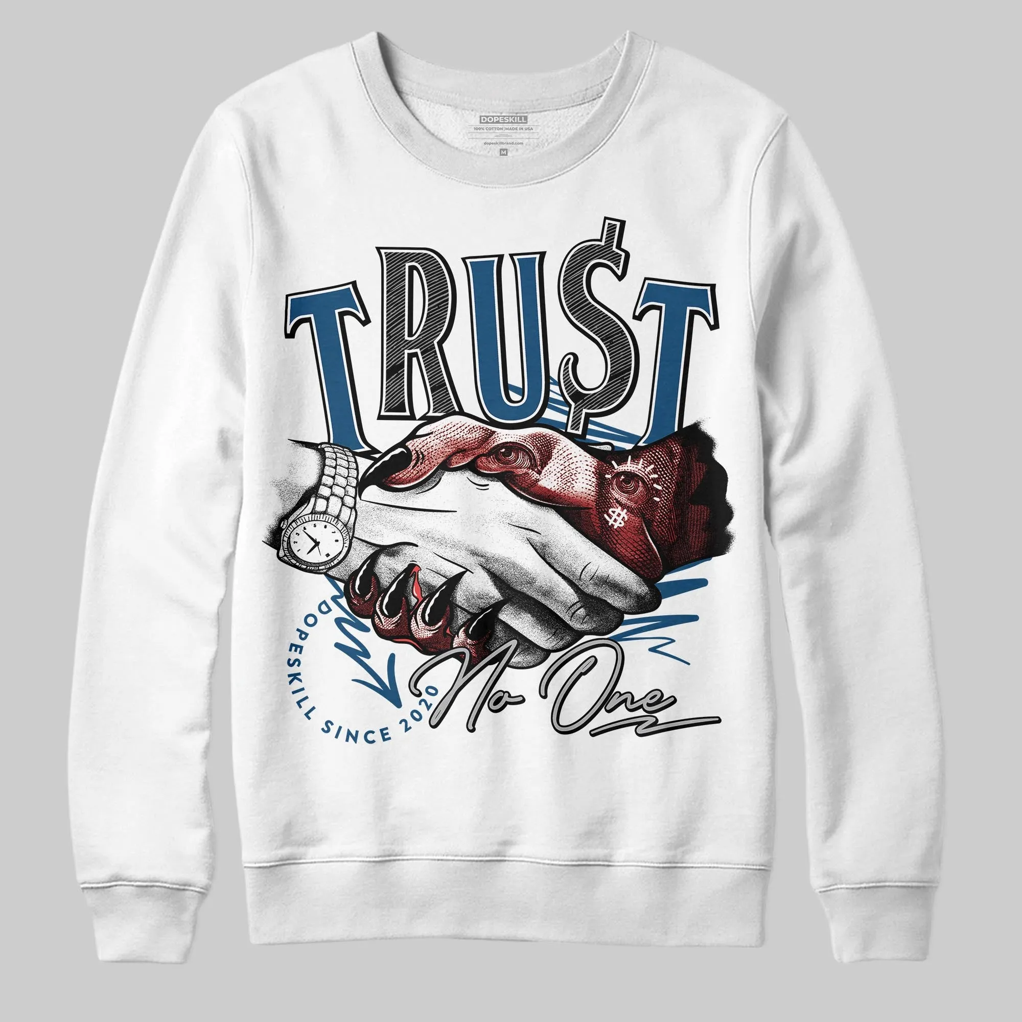 French Blue 12s DopeSkill Sweatshirt Trust No One Graphic sold by DopeSkill