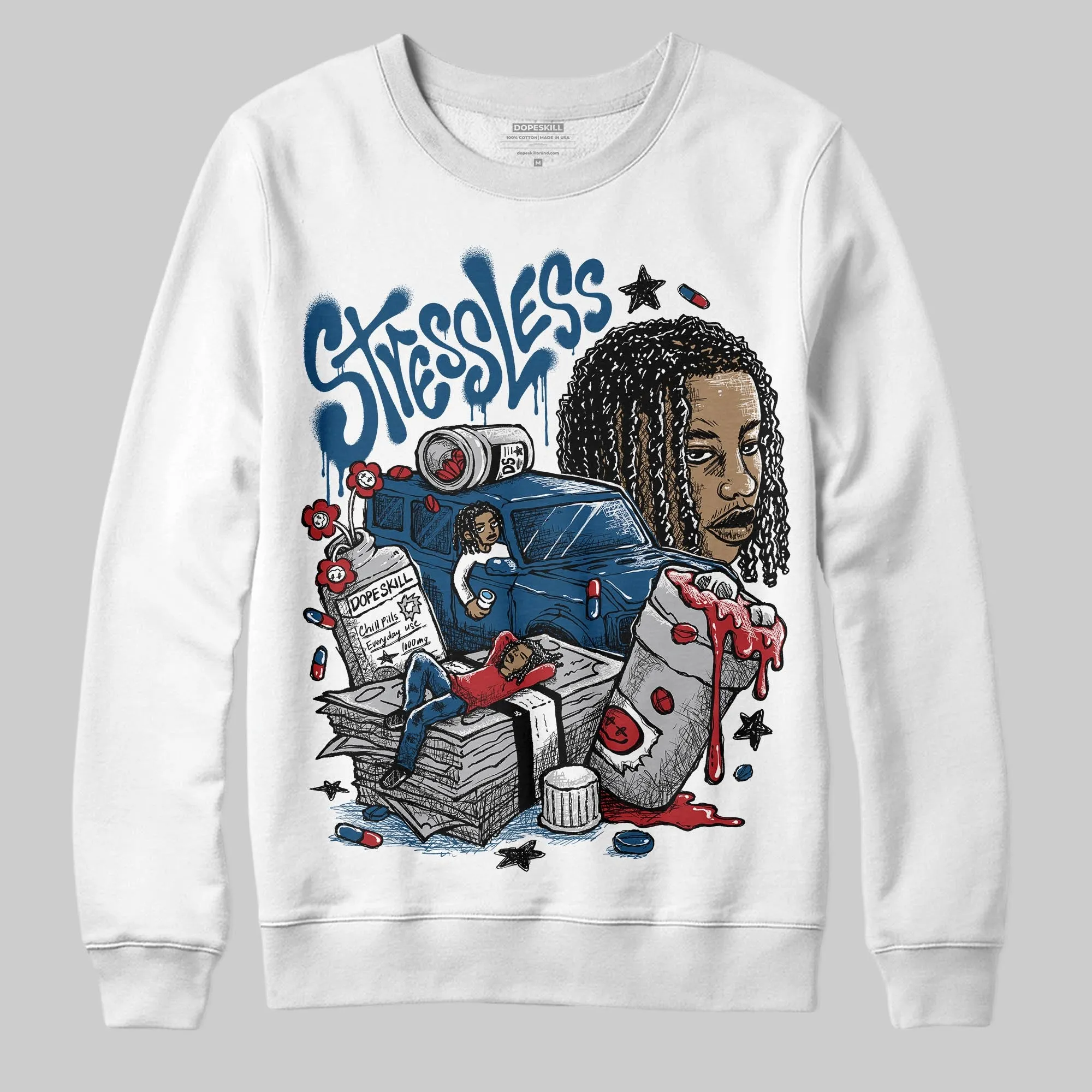 French Blue 12s DopeSkill Sweatshirt Stressless Graphic sold by DopeSkill