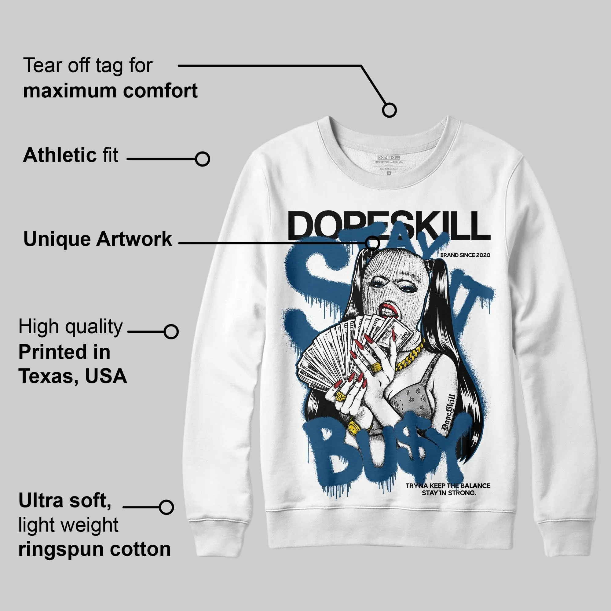 French Blue 12s DopeSkill Sweatshirt Stay It Busy Graphic sold by DopeSkill product image thumbnail 2