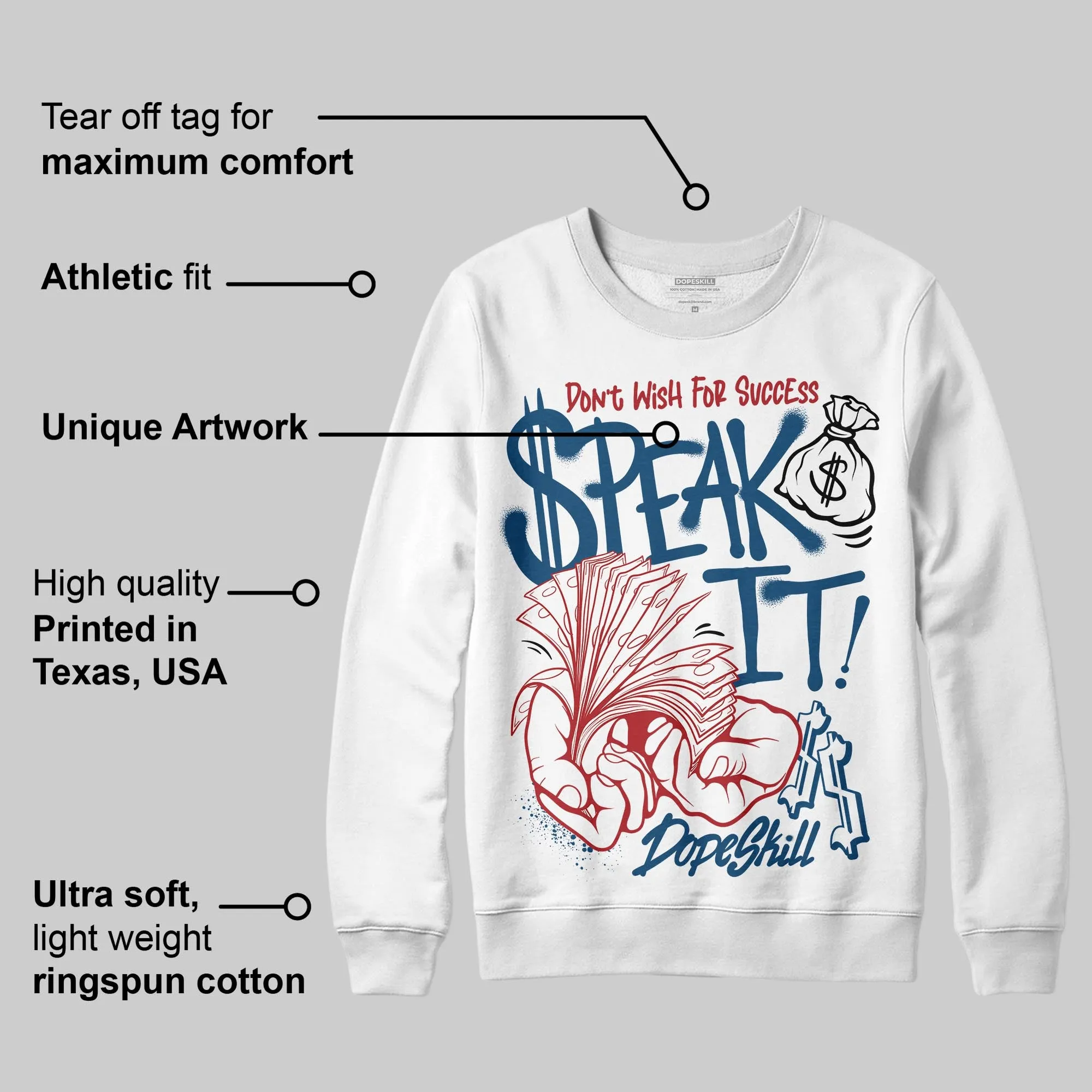 French Blue 12s DopeSkill Sweatshirt Speak It Graphic sold by DopeSkill product image thumbnail 2