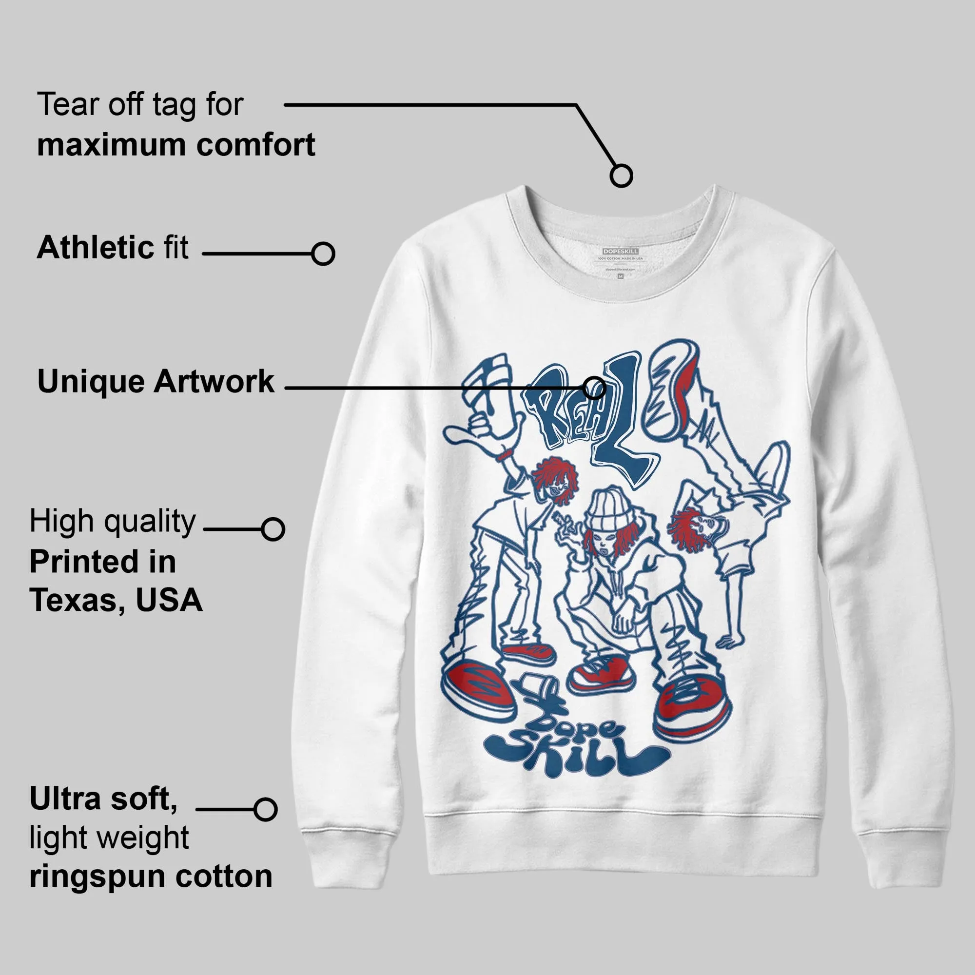 French Blue 12s DopeSkill Sweatshirt Real Y2K Players Graphic sold by DopeSkill product image thumbnail 2