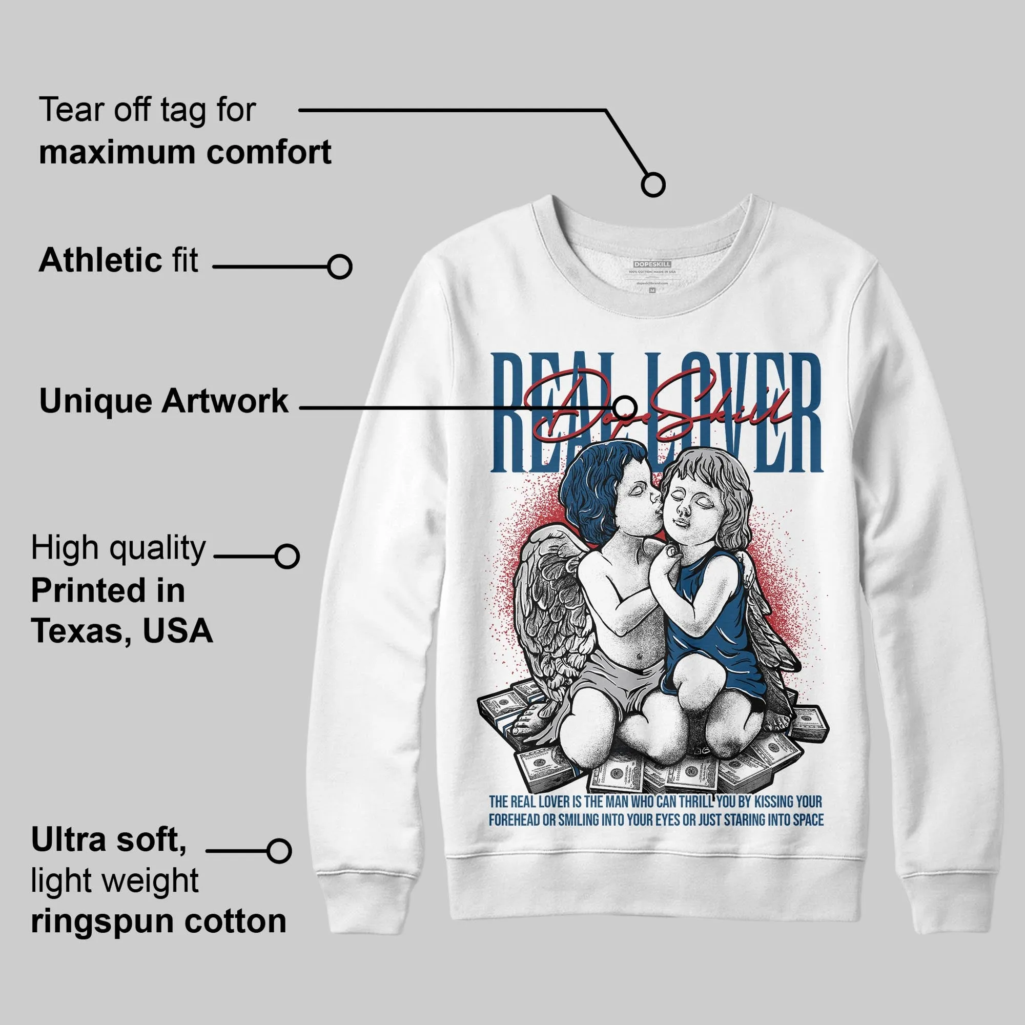 French Blue 12s DopeSkill Sweatshirt Real Lover Graphic sold by DopeSkill product image thumbnail 2