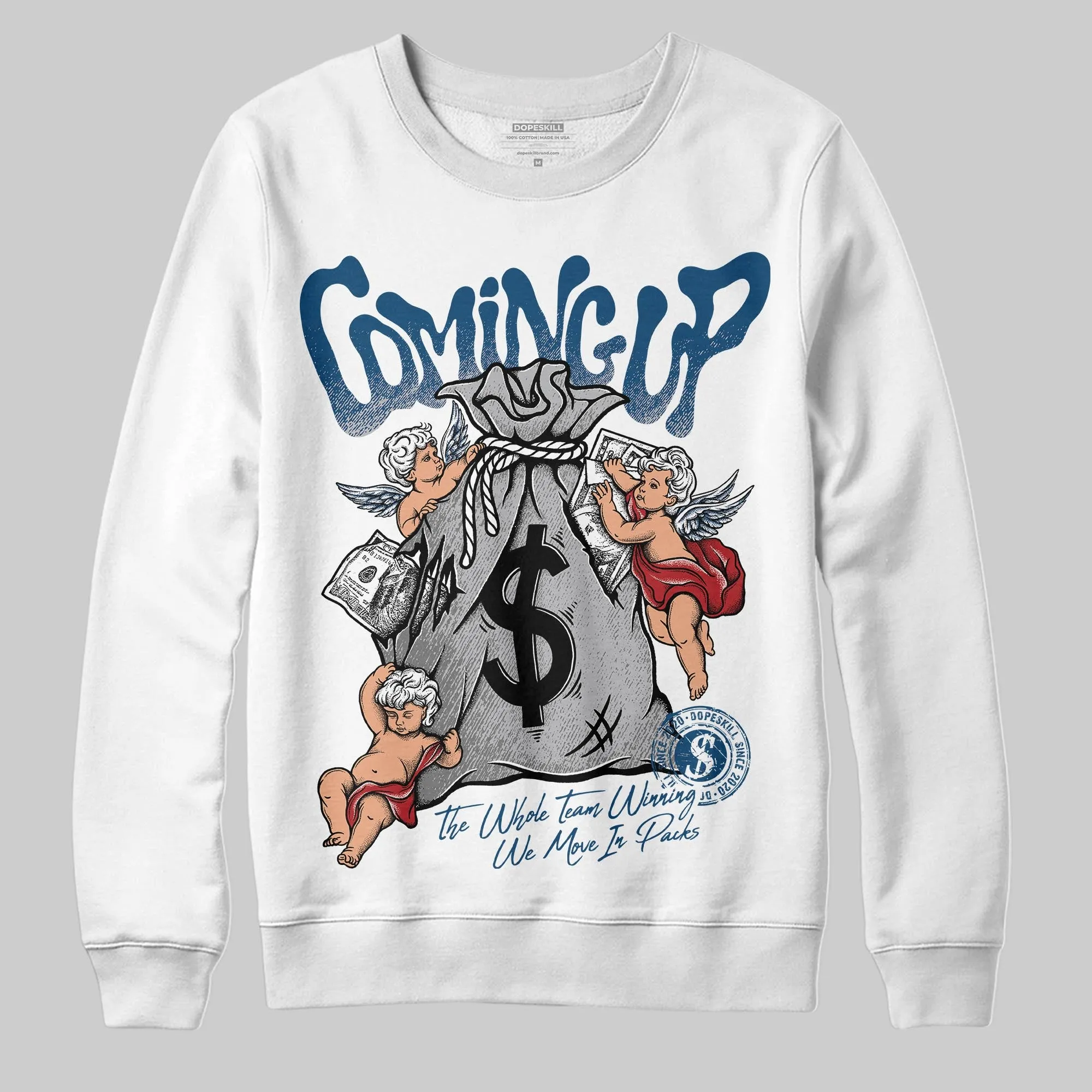 French Blue 12s DopeSkill Sweatshirt Money Bag Coming Up Graphic sold by DopeSkill
