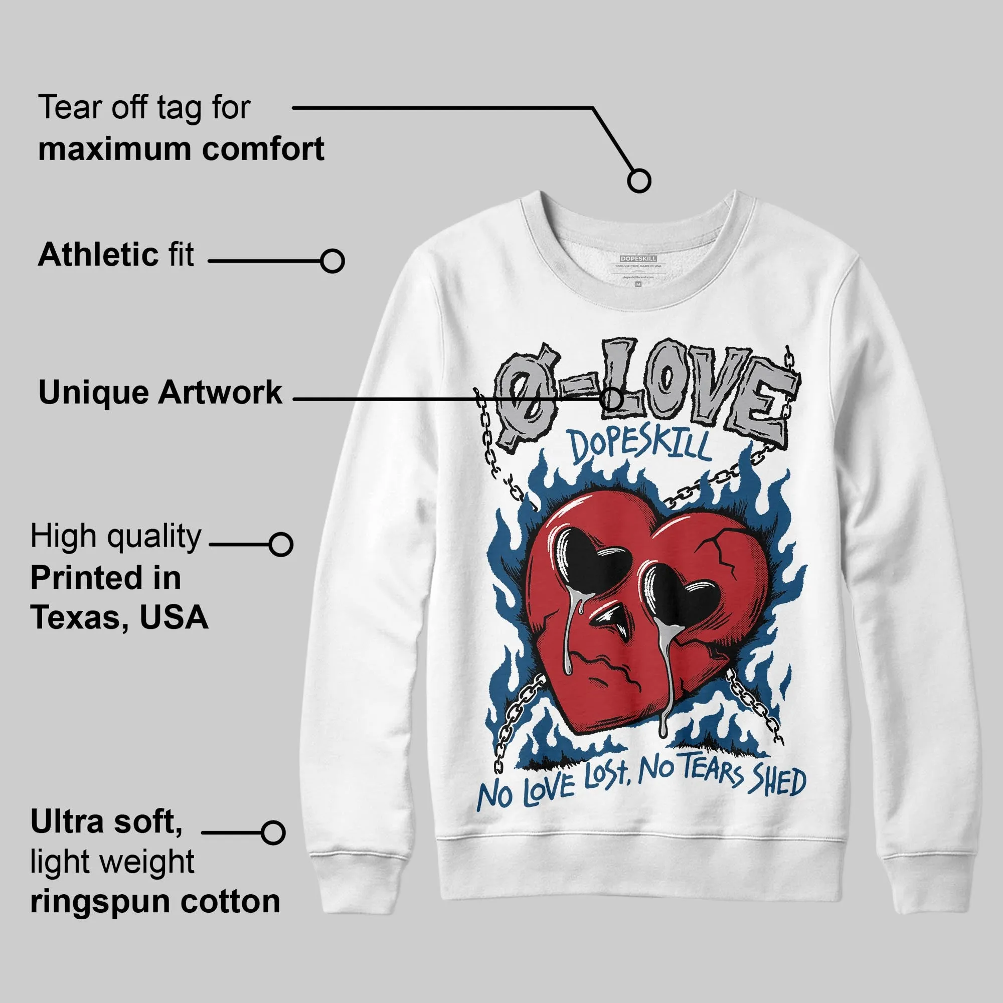 French Blue 12s DopeSkill Sweatshirt Crying Heart Graphic sold by DopeSkill product image thumbnail 2