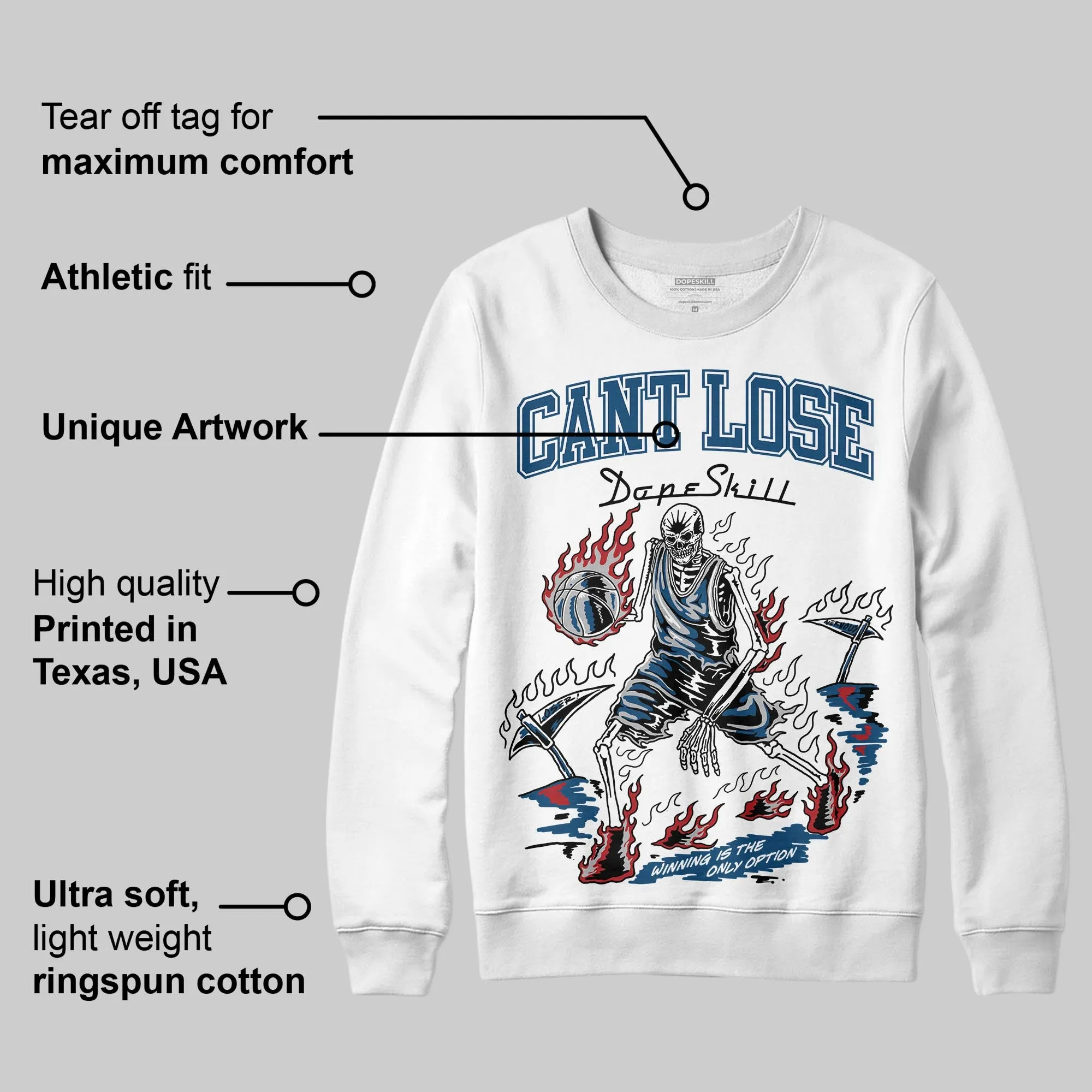 French Blue 12s DopeSkill Sweatshirt Cant Lose Graphic sold by DopeSkill product image thumbnail 2