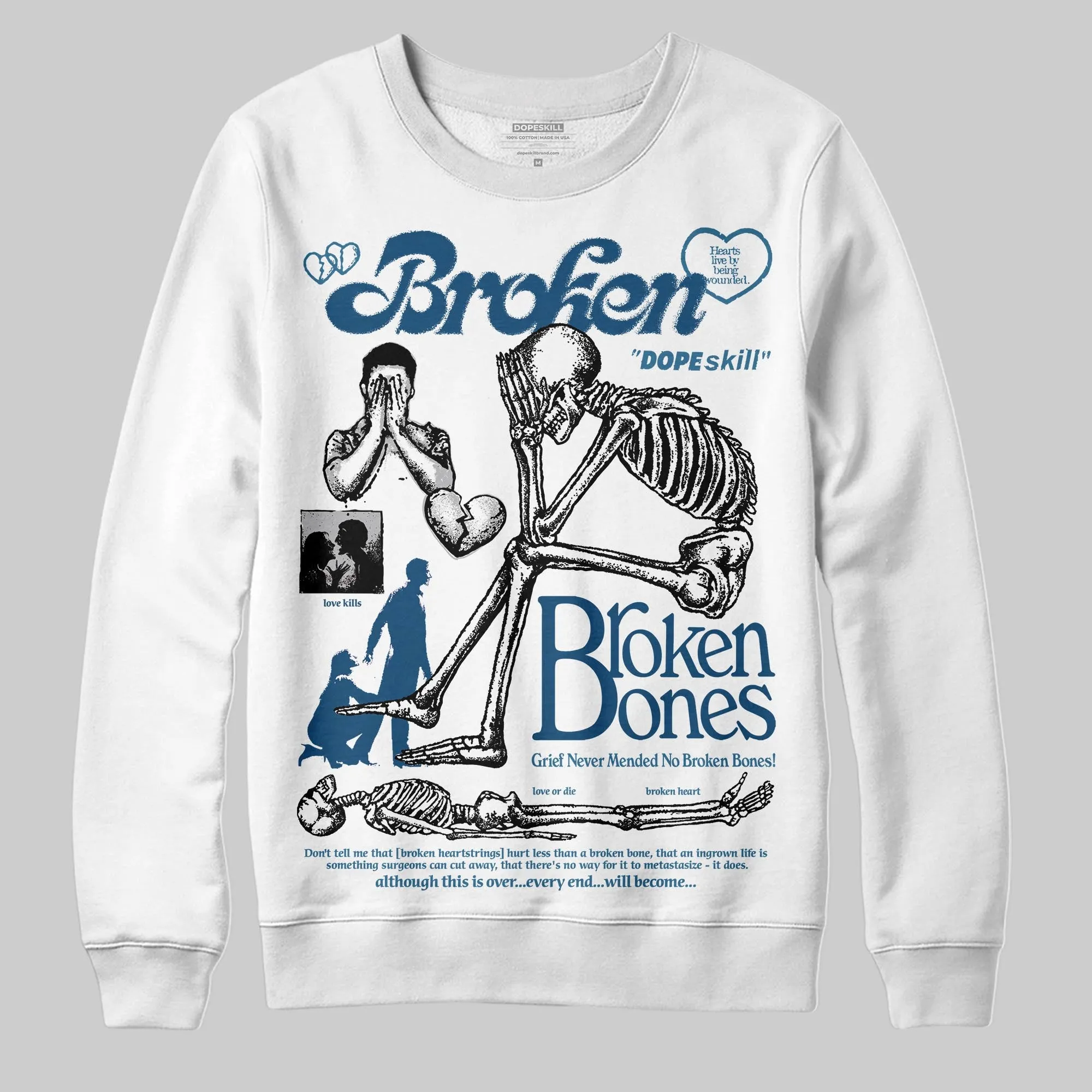 French Blue 12s DopeSkill Sweatshirt Broken Bones Graphic sold by DopeSkill