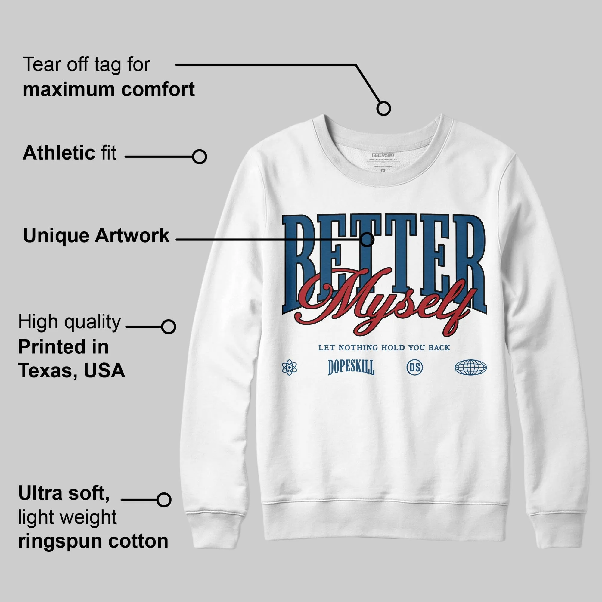 French Blue 12s DopeSkill Sweatshirt Better Myself Graphic sold by DopeSkill product image thumbnail 2