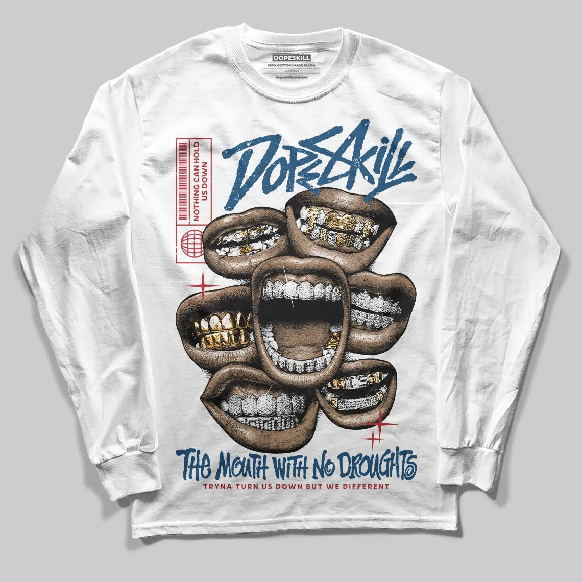 French Blue 12s DopeSkill Long Sleeve T-Shirt The Mouth With No Droughts Graphic sold by DopeSkill