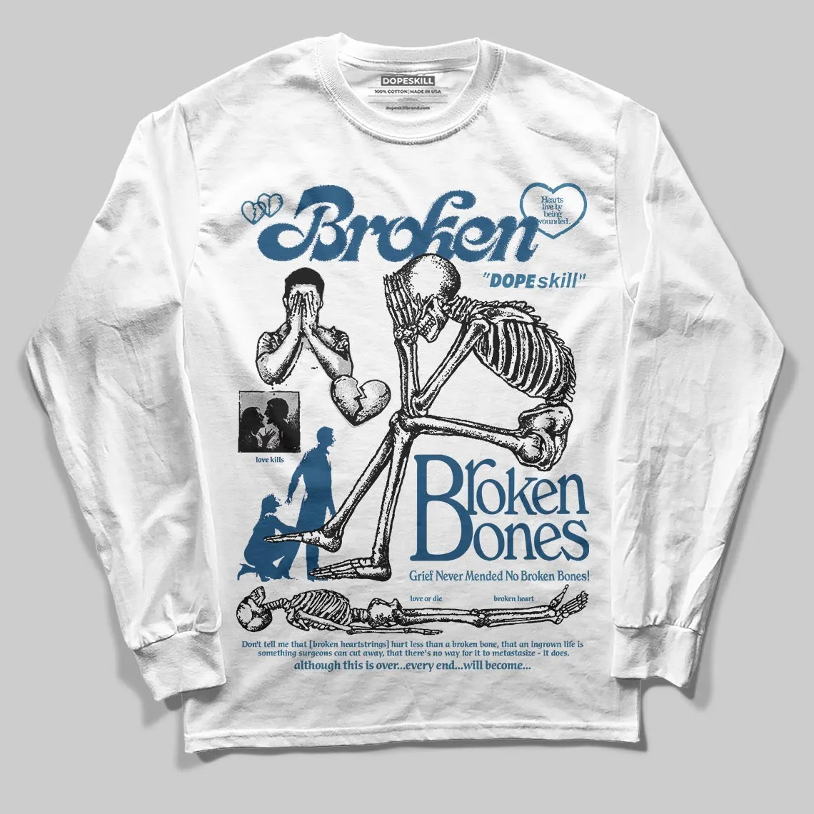 French Blue 12s DopeSkill Long Sleeve T-Shirt Broken Bones Graphic sold by DopeSkill