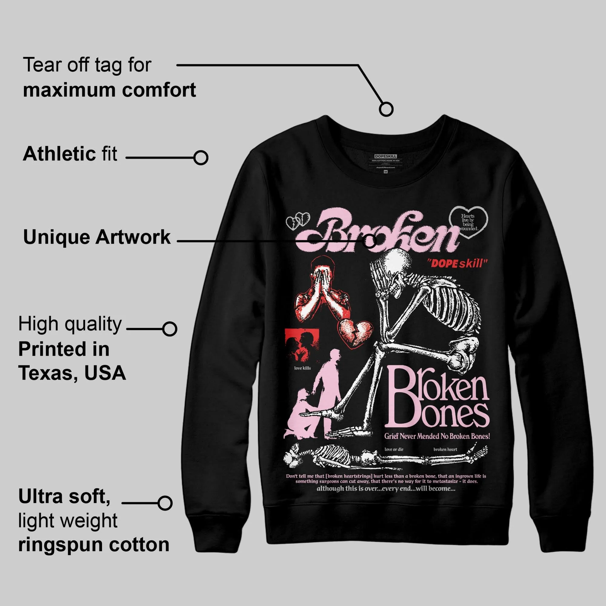 Arctic Pink 5s DopeSkill Sweatshirt Broken Bones Graphic sold by DopeSkill product image thumbnail 3