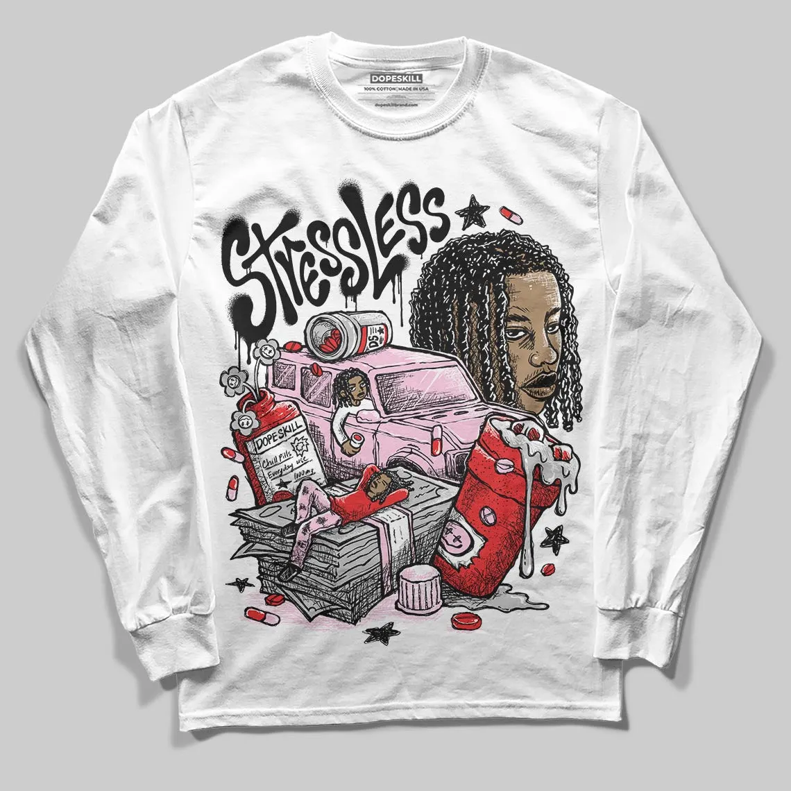 Arctic Pink 5s DopeSkill Long Sleeve T-Shirt Stressless Graphic sold by DopeSkill product image thumbnail 2