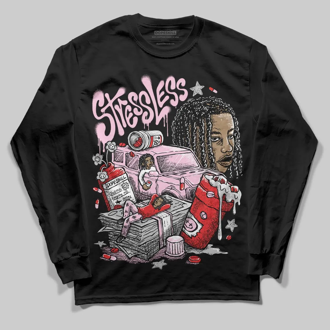 Arctic Pink 5s DopeSkill Long Sleeve T-Shirt Stressless Graphic sold by DopeSkill