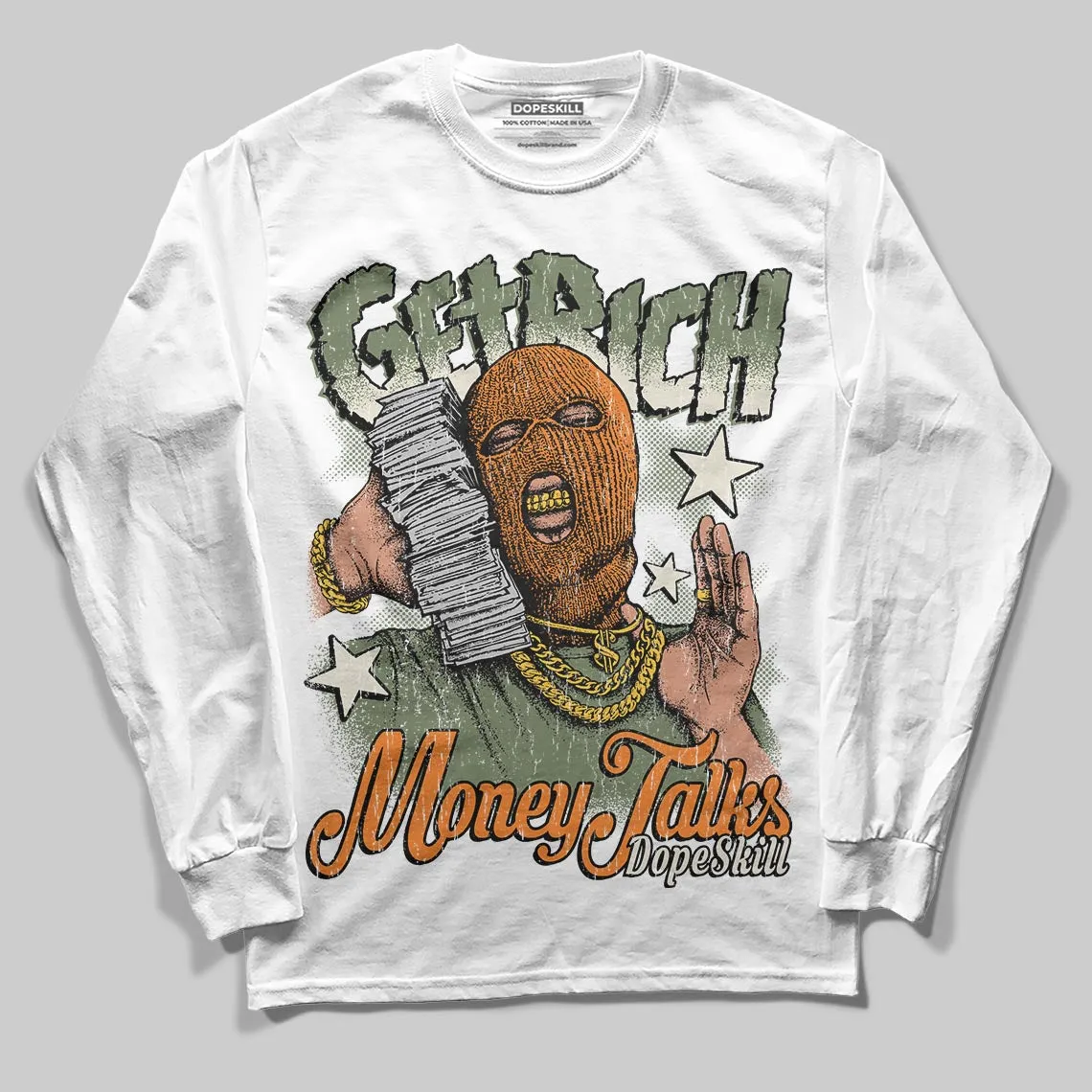 Undefeated x 4s OG DopeSkill Long Sleeve T-Shirt Get Rich Graphic sold by DopeSkill product image thumbnail 2