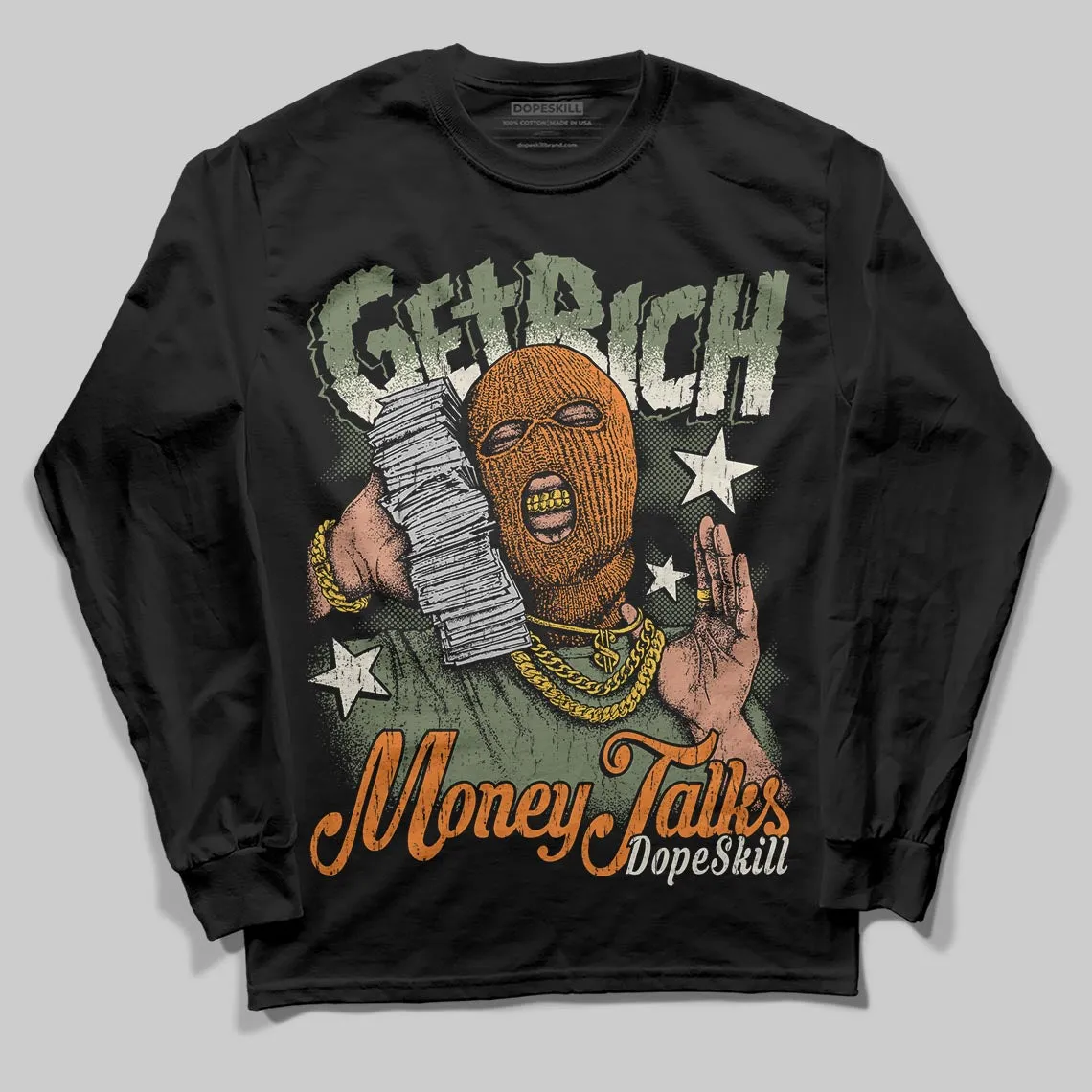 Undefeated x 4s OG DopeSkill Long Sleeve T-Shirt Get Rich Graphic sold by DopeSkill