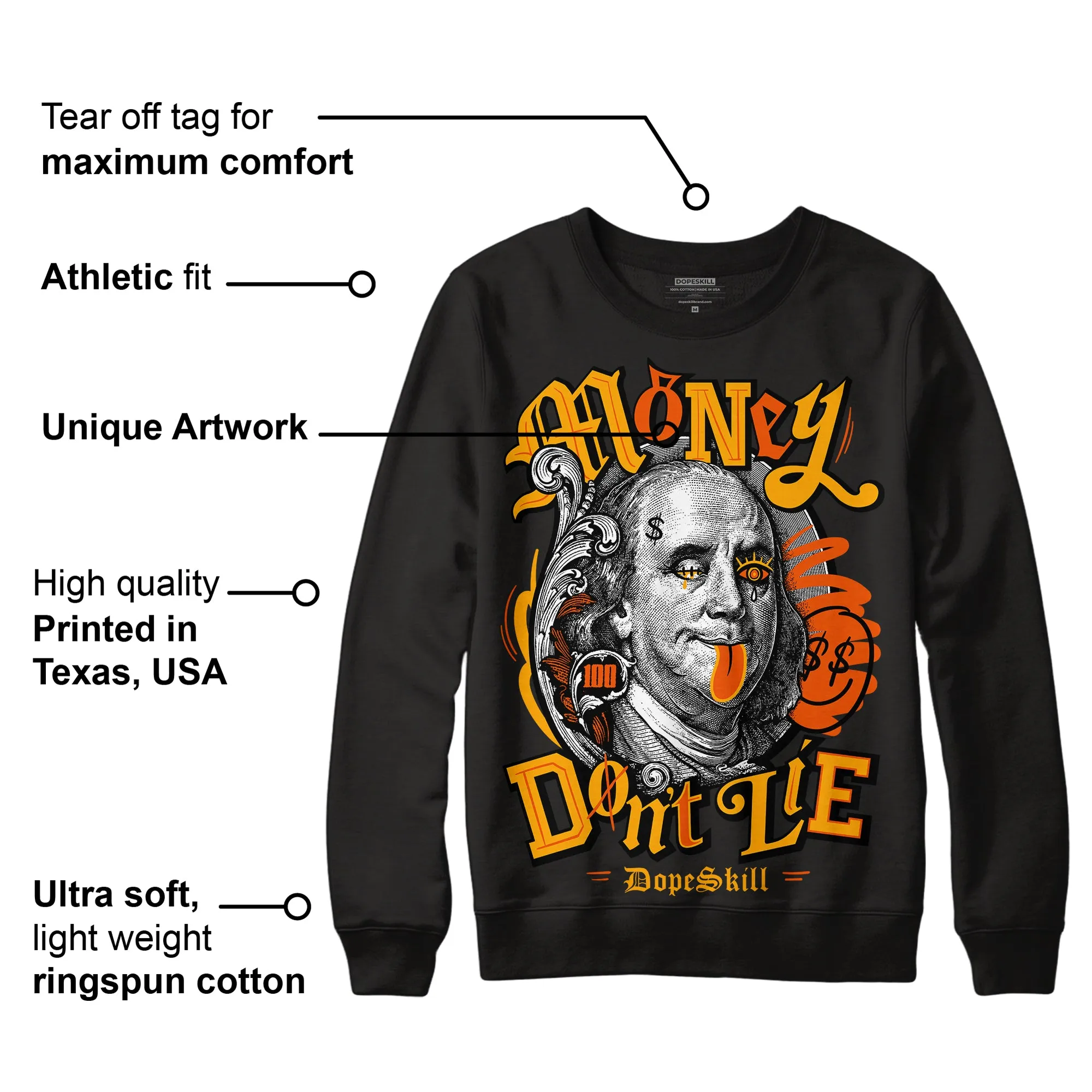 Black Taxi 12s DopeSkill Sweatshirt Money Don't Lie Graphic sold by DopeSkill product image thumbnail 3