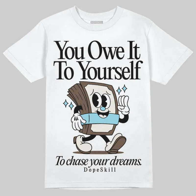 Kayano 12.1 Cream/Stillwater DopeSkill T-Shirt Owe It To Yourself Graphic sold by DopeSkill