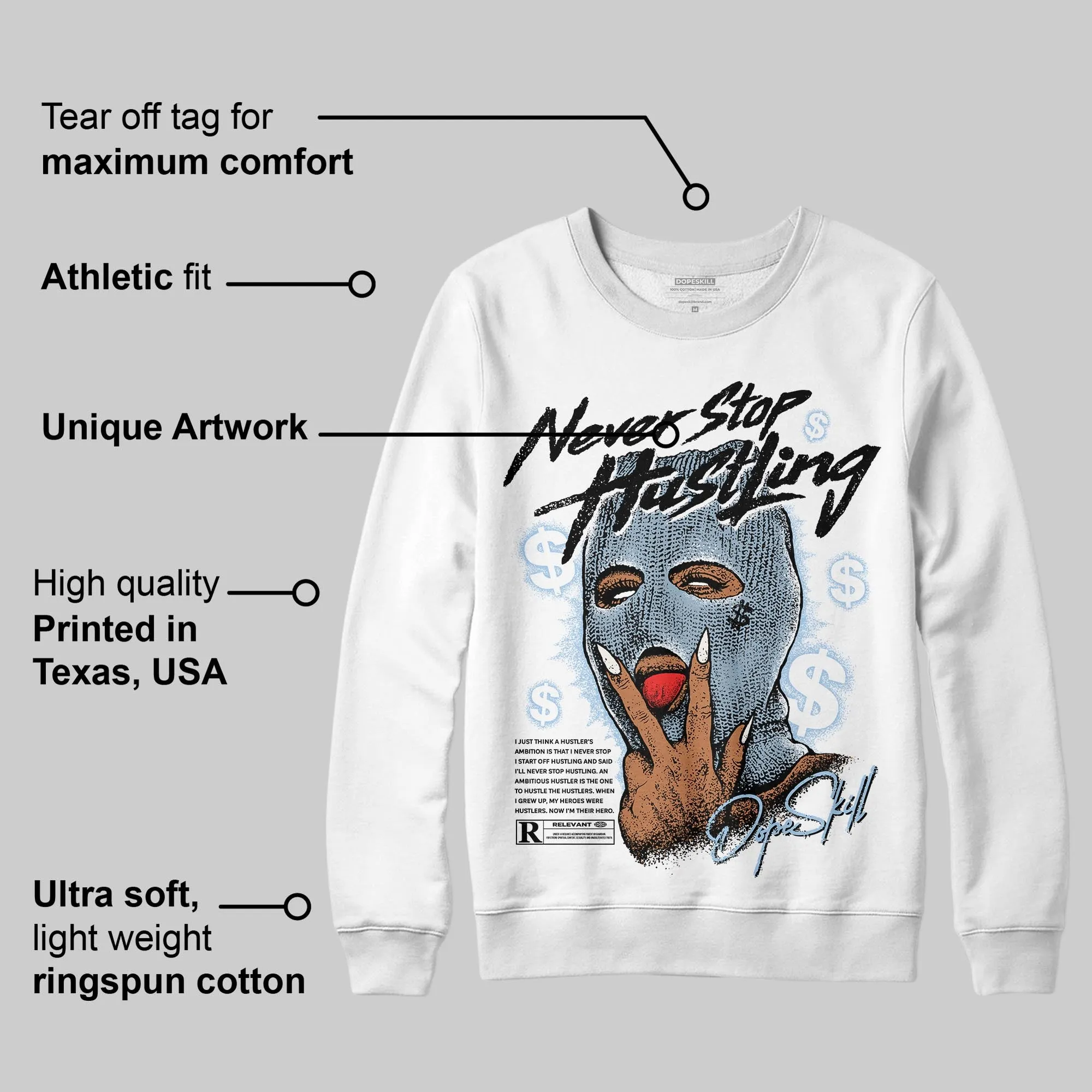 Blue Suede 40s DopeSkill Sweatshirt Never Stop Hustling Graphic sold by DopeSkill product image thumbnail 3