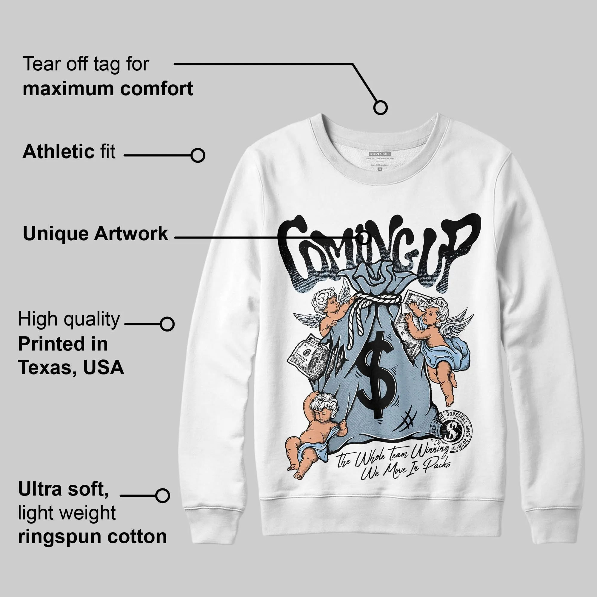 Blue Suede 40s DopeSkill Sweatshirt Money Bag Coming Up Graphic sold by DopeSkill product image thumbnail 3