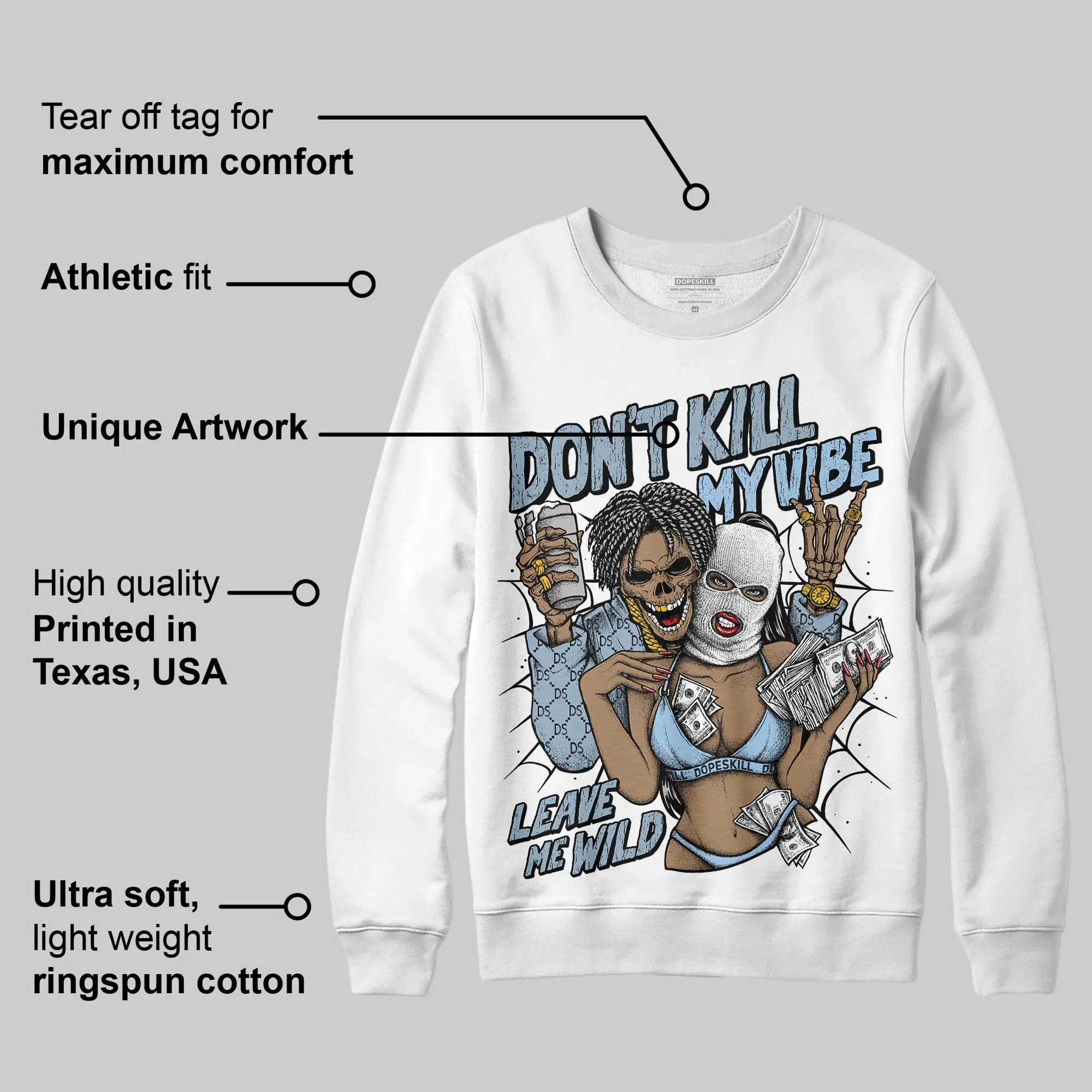 Blue Suede 40s DopeSkill Sweatshirt Don't Kill My Vibe Graphic sold by DopeSkill product image thumbnail 3
