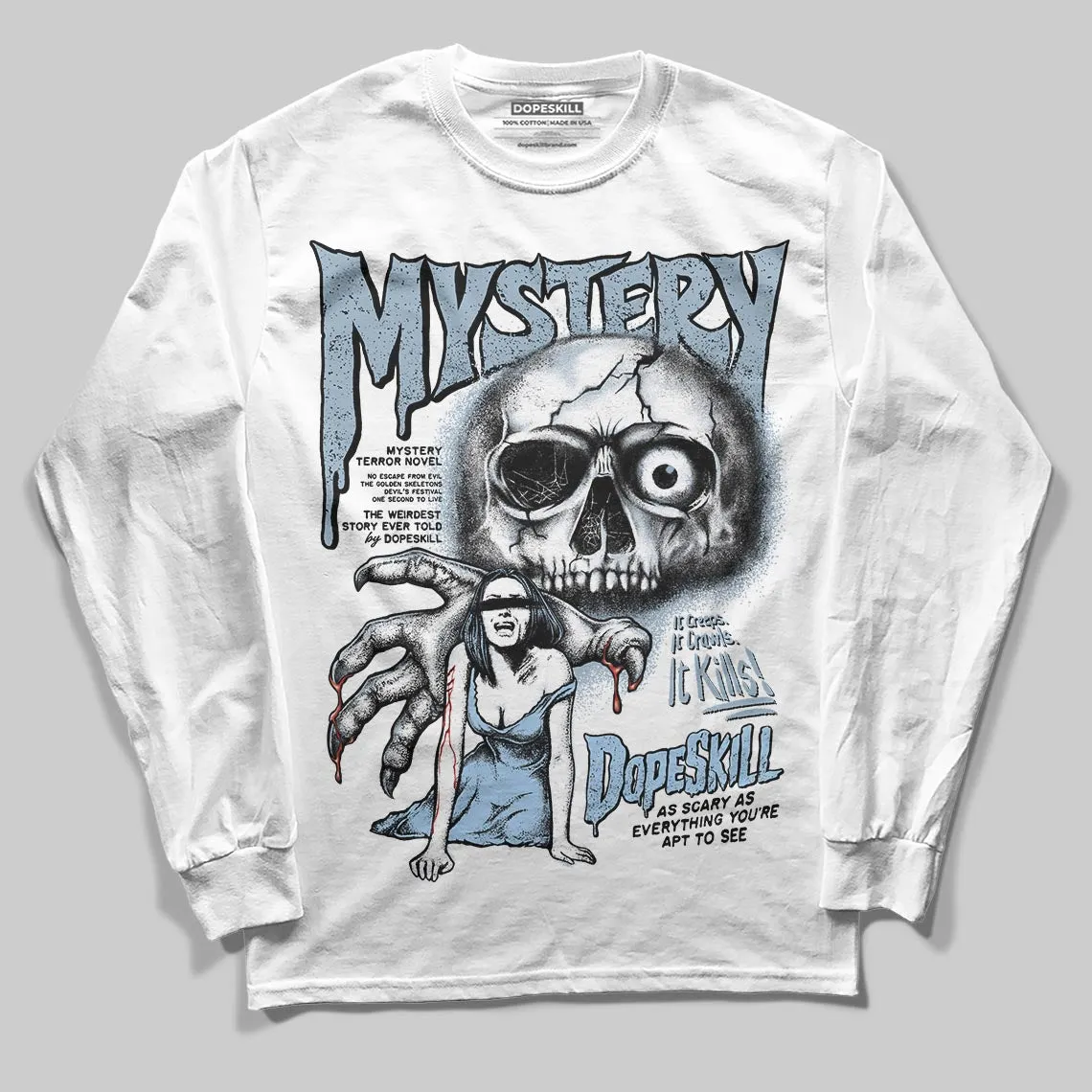 Blue Suede 40s DopeSkill Long Sleeve T-Shirt Mystery Ghostly Grasp Graphic sold by DopeSkill