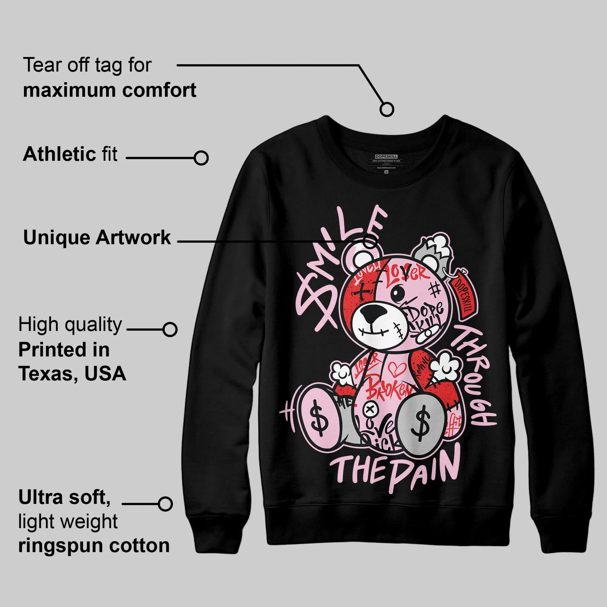 Awake NY x Arctic Pink 5s DopeSkill Sweatshirt Smile Through The Pain Graphic sold by DopeSkill product image thumbnail 3