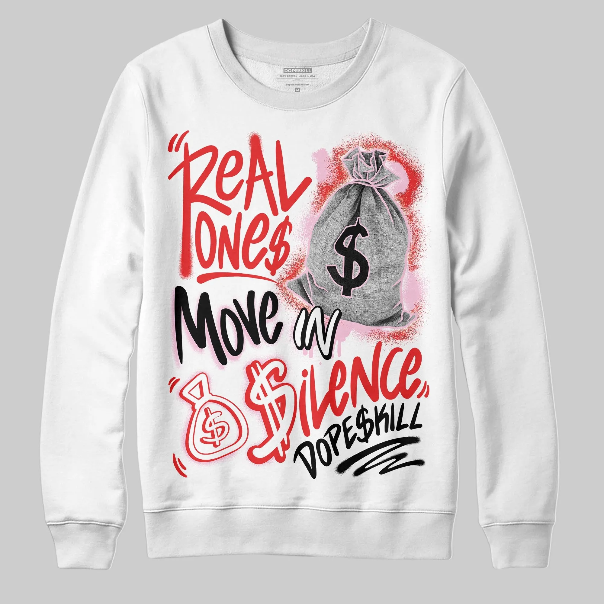Awake NY x Arctic Pink 5s DopeSkill Sweatshirt Real Ones Move In Silence Graphic sold by DopeSkill product image thumbnail 2