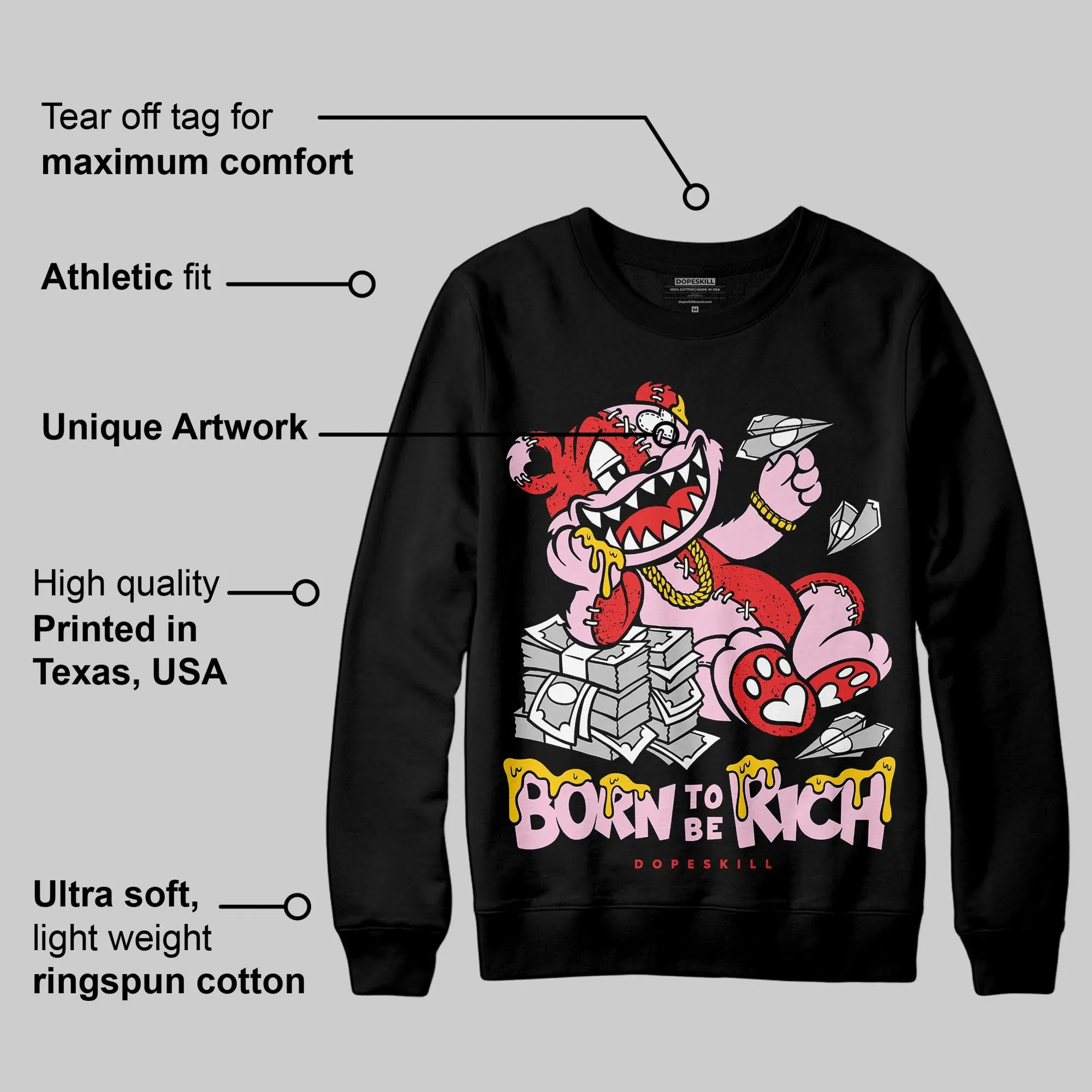 Awake NY x Arctic Pink 5s DopeSkill Sweatshirt Born To Be Rich Graphic sold by DopeSkill product image thumbnail 3