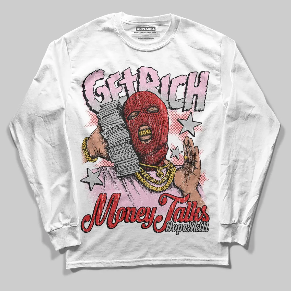 Awake NY x Arctic Pink 5s DopeSkill Long Sleeve T-Shirt Get Rich Graphic sold by DopeSkill product image thumbnail 2