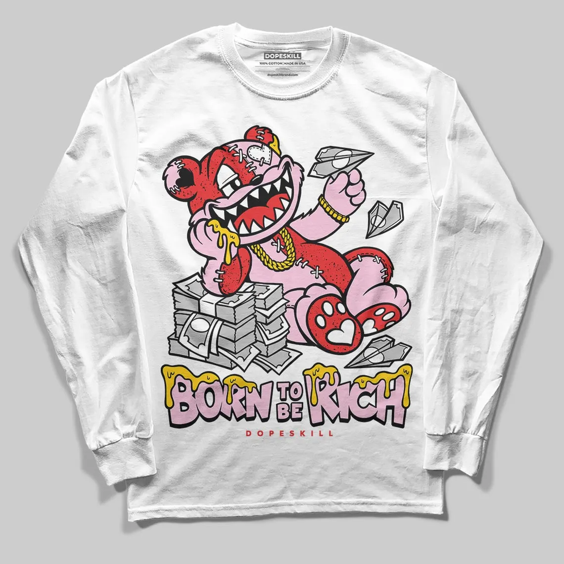 Awake NY x Arctic Pink 5s DopeSkill Long Sleeve T-Shirt Born To Be Rich Graphic sold by DopeSkill product image thumbnail 2