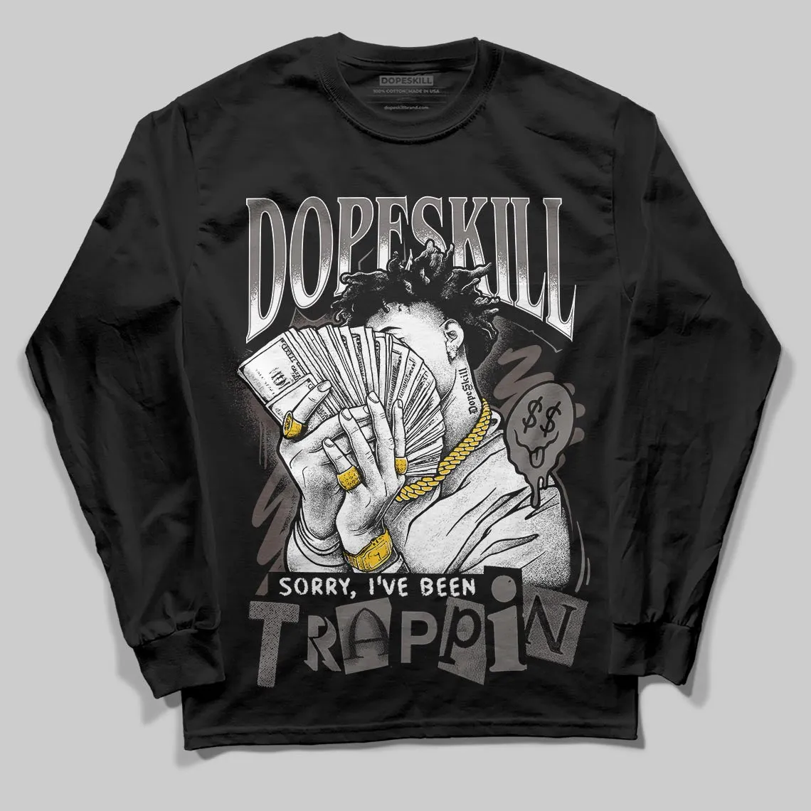 Cave Stone 4s DopeSkill Long Sleeve T-Shirt Sorry I've Been Trappin Graphic sold by DopeSkill product image thumbnail 2