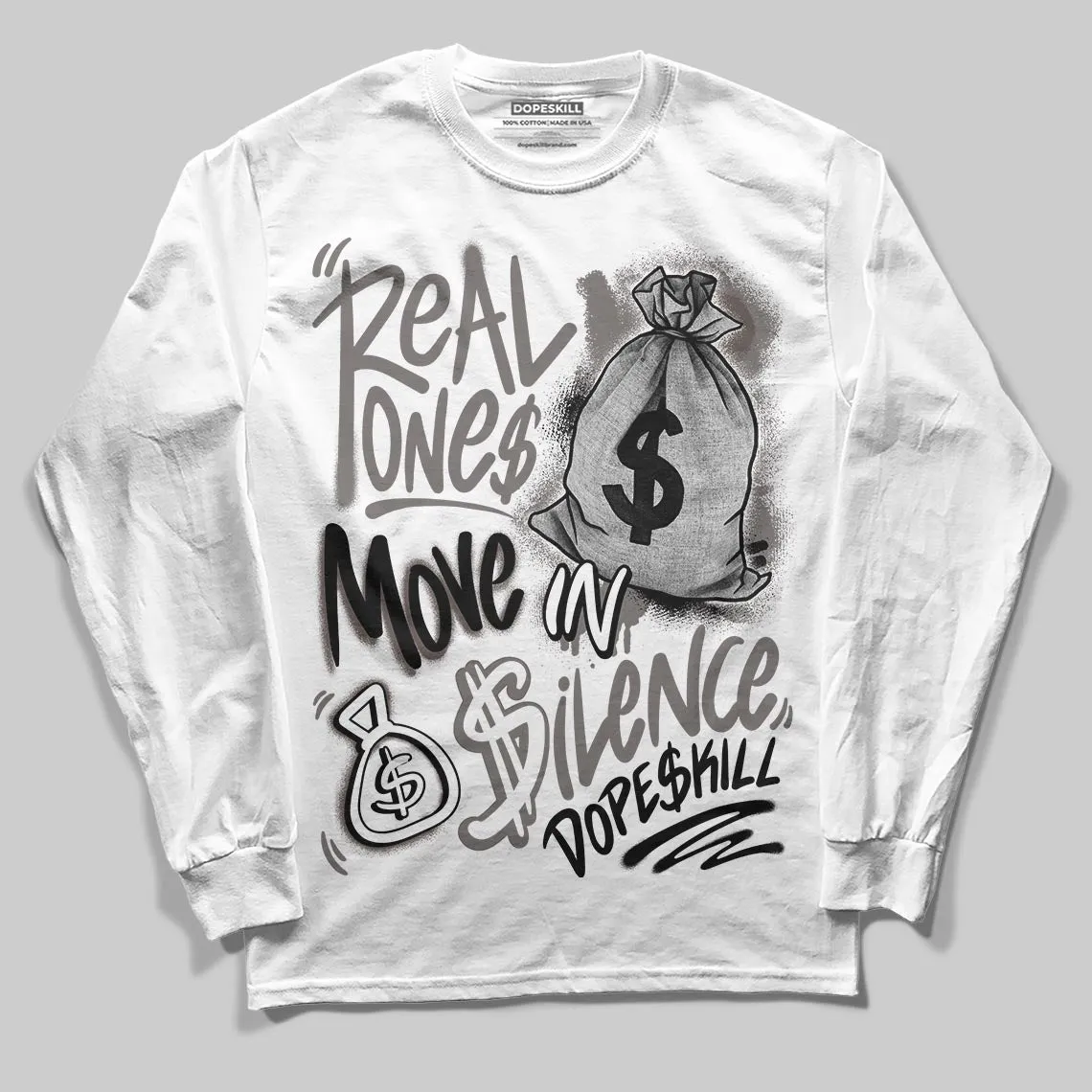 Cave Stone 4s DopeSkill Long Sleeve T-Shirt Real Ones Move In Silence Graphic sold by DopeSkill