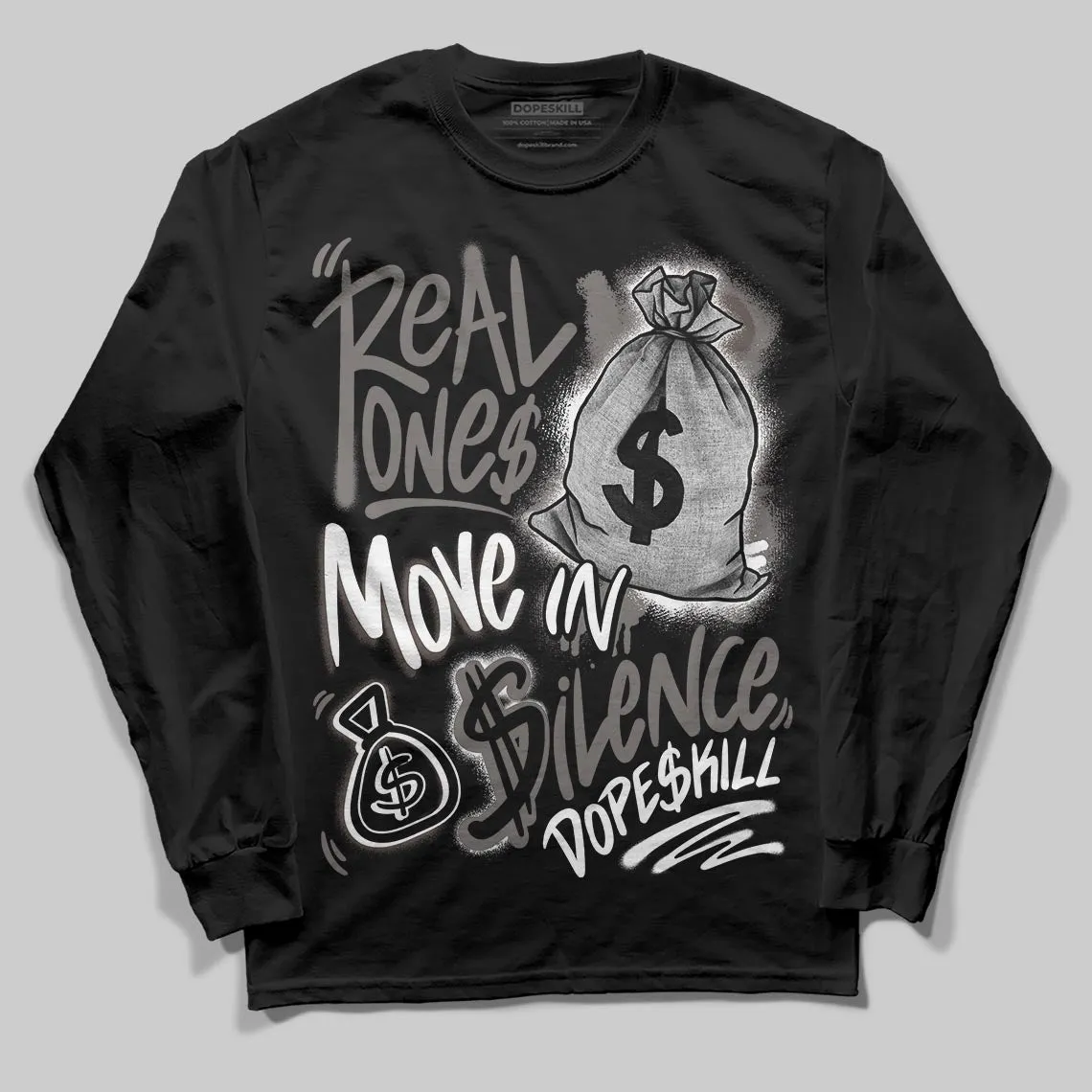 Cave Stone 4s DopeSkill Long Sleeve T-Shirt Real Ones Move In Silence Graphic sold by DopeSkill product image thumbnail 2