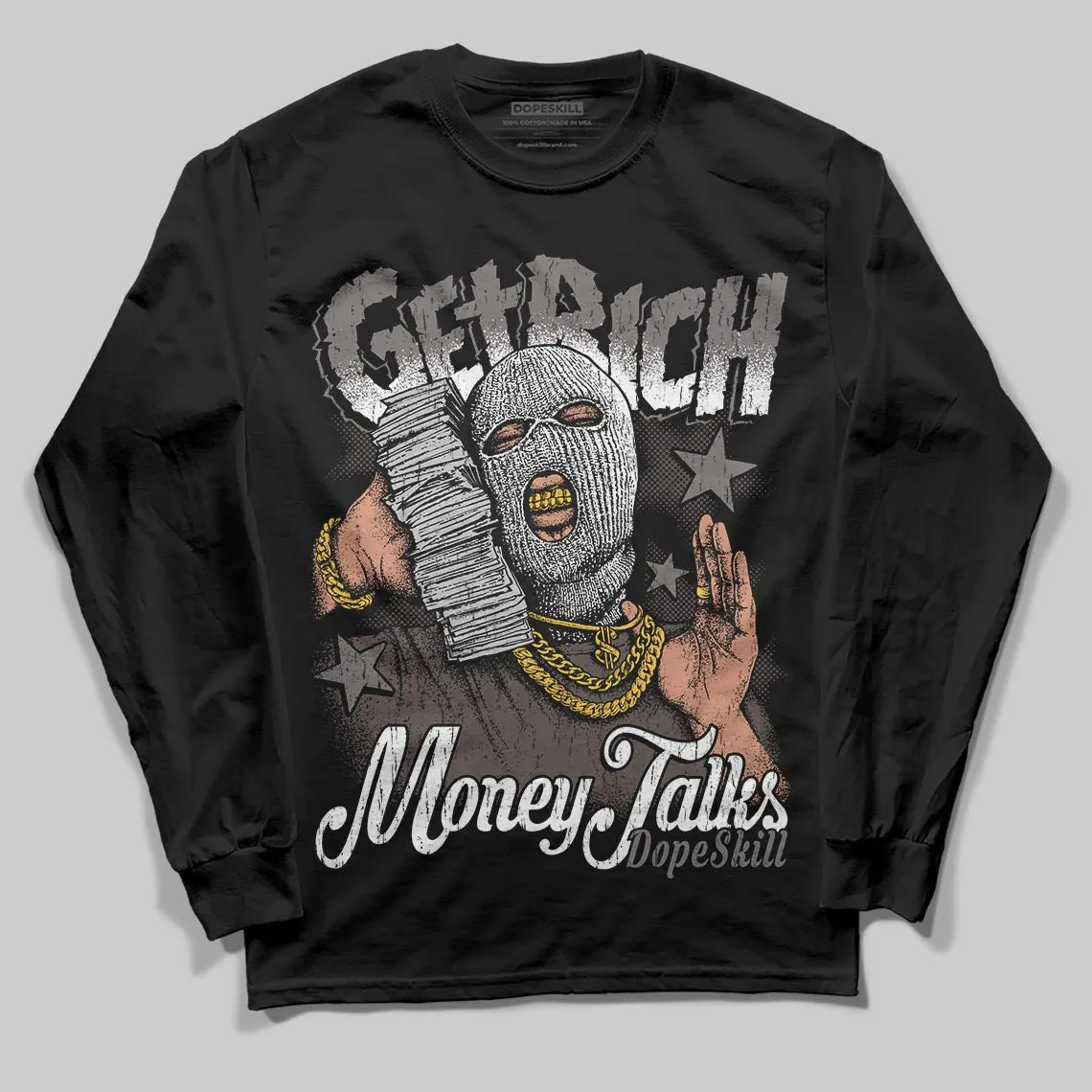 Cave Stone 4s DopeSkill Long Sleeve T-Shirt Get Rich Graphic sold by DopeSkill product image thumbnail 2