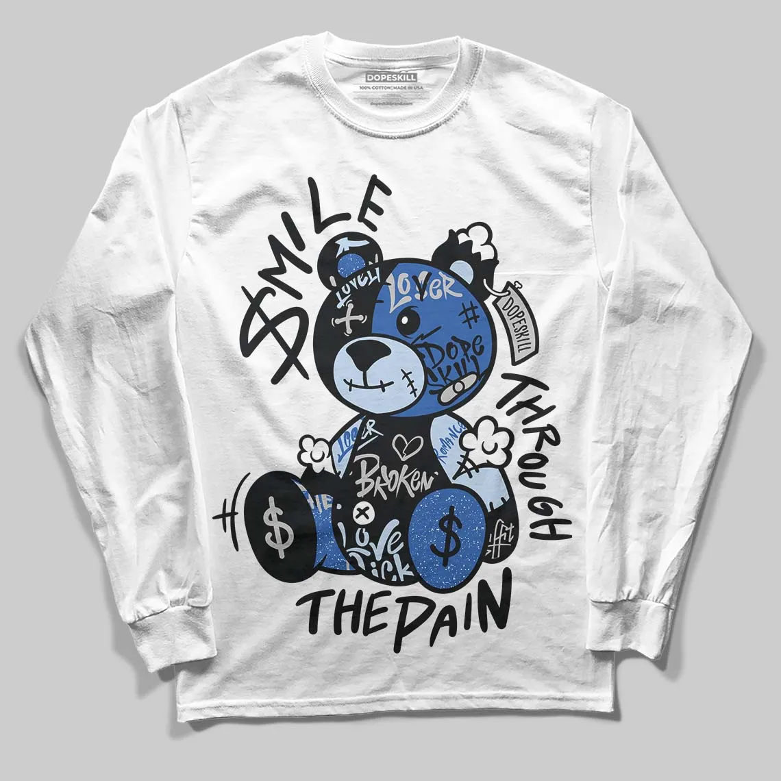 Awake NY x Racer Blue 5s DopeSkill Long Sleeve T-Shirt Smile Through The Pain Graphic sold by DopeSkill